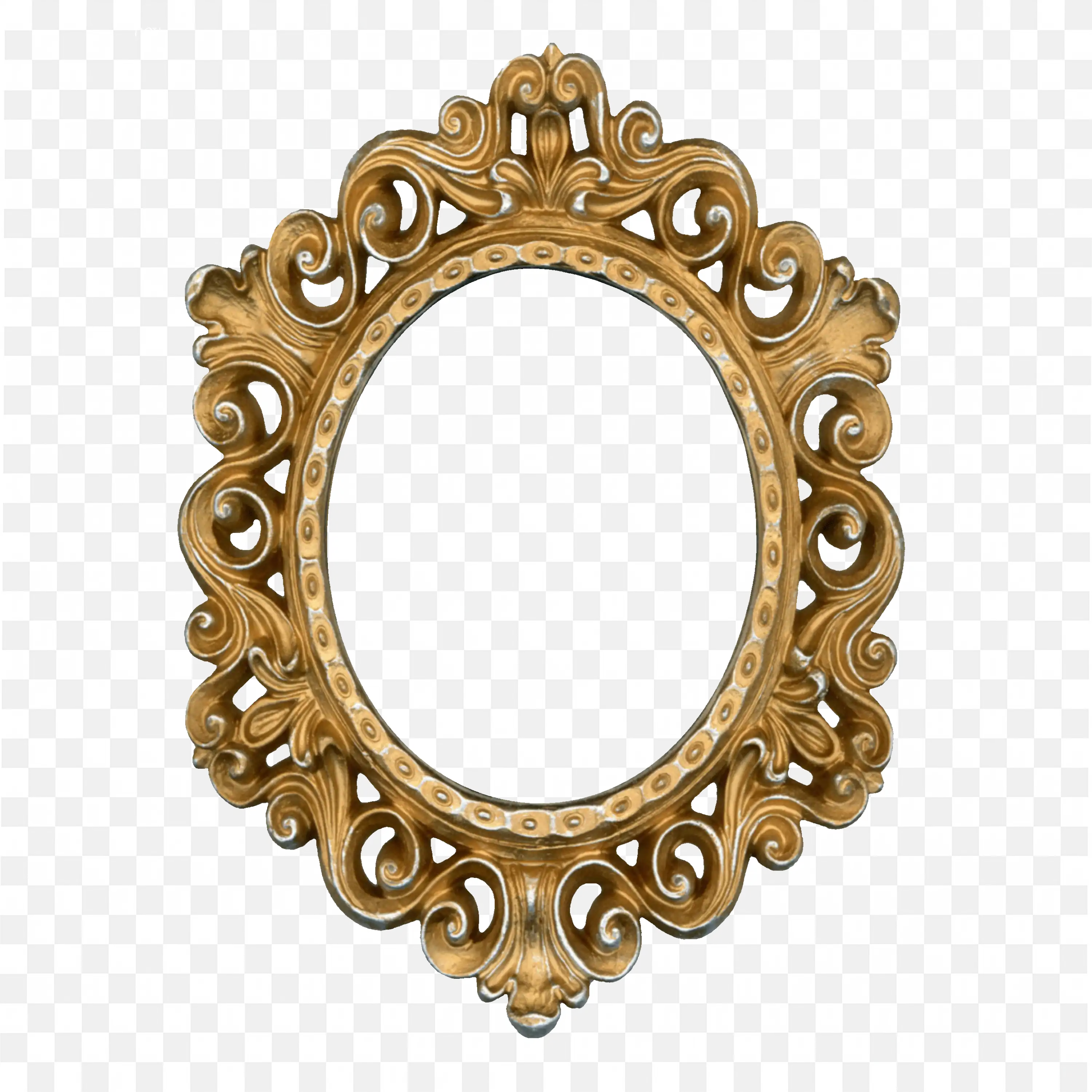 Elegant Antique Gold Vintage Oval Frame with Pattern Detail