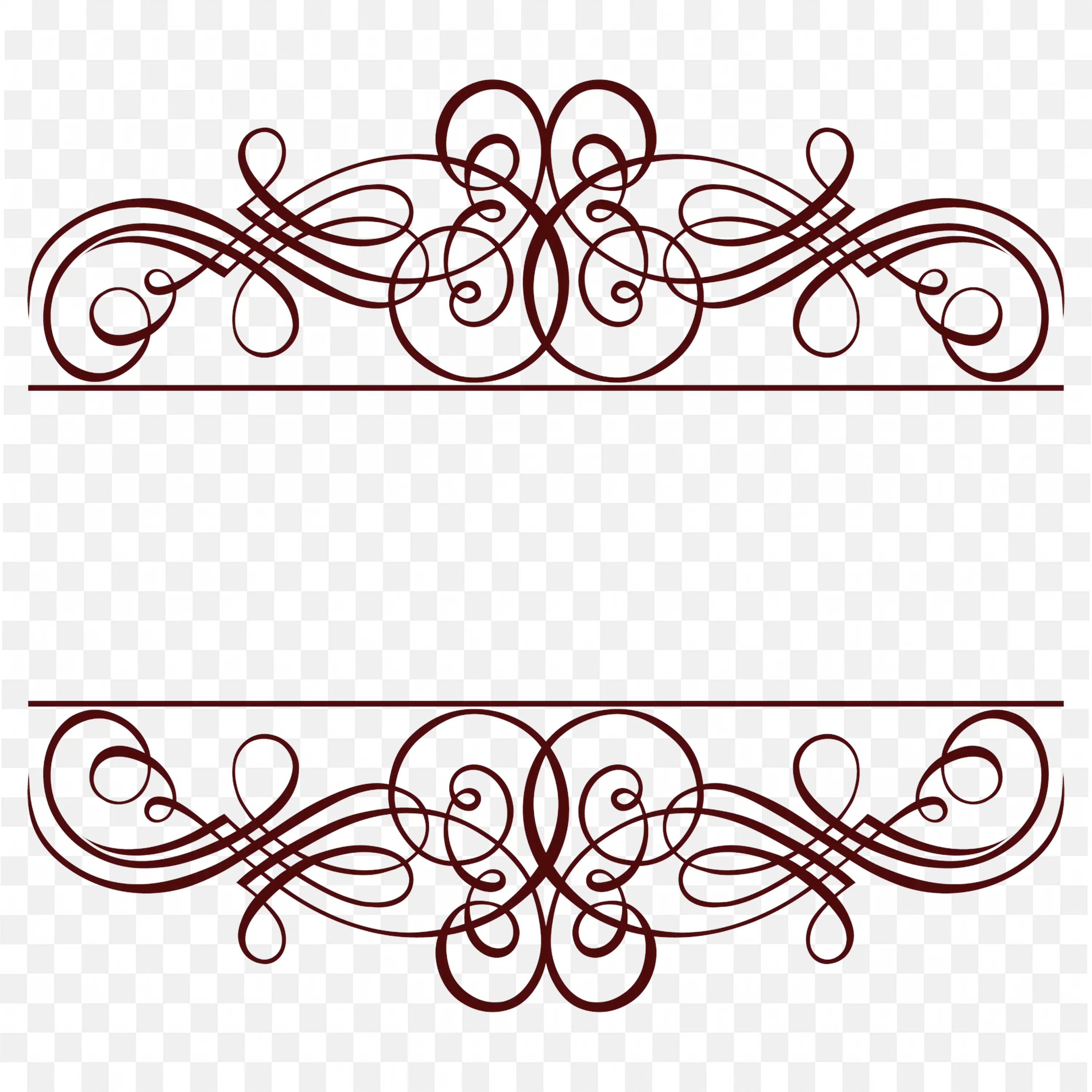 Elegant Brown Vintage Scroll Design Frame Borders Png