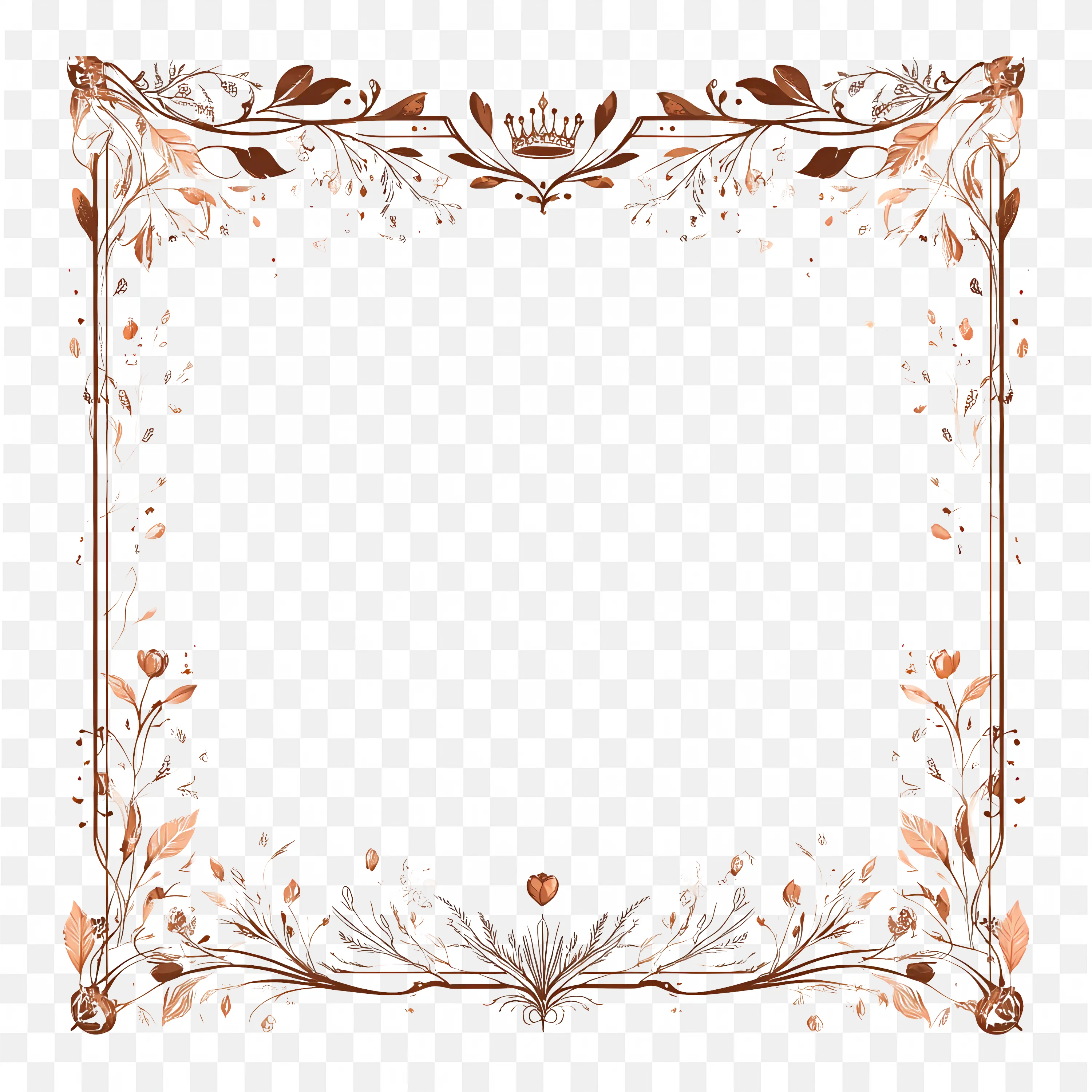 Elegant Peach Flower Frame with Decorative Leaf Border