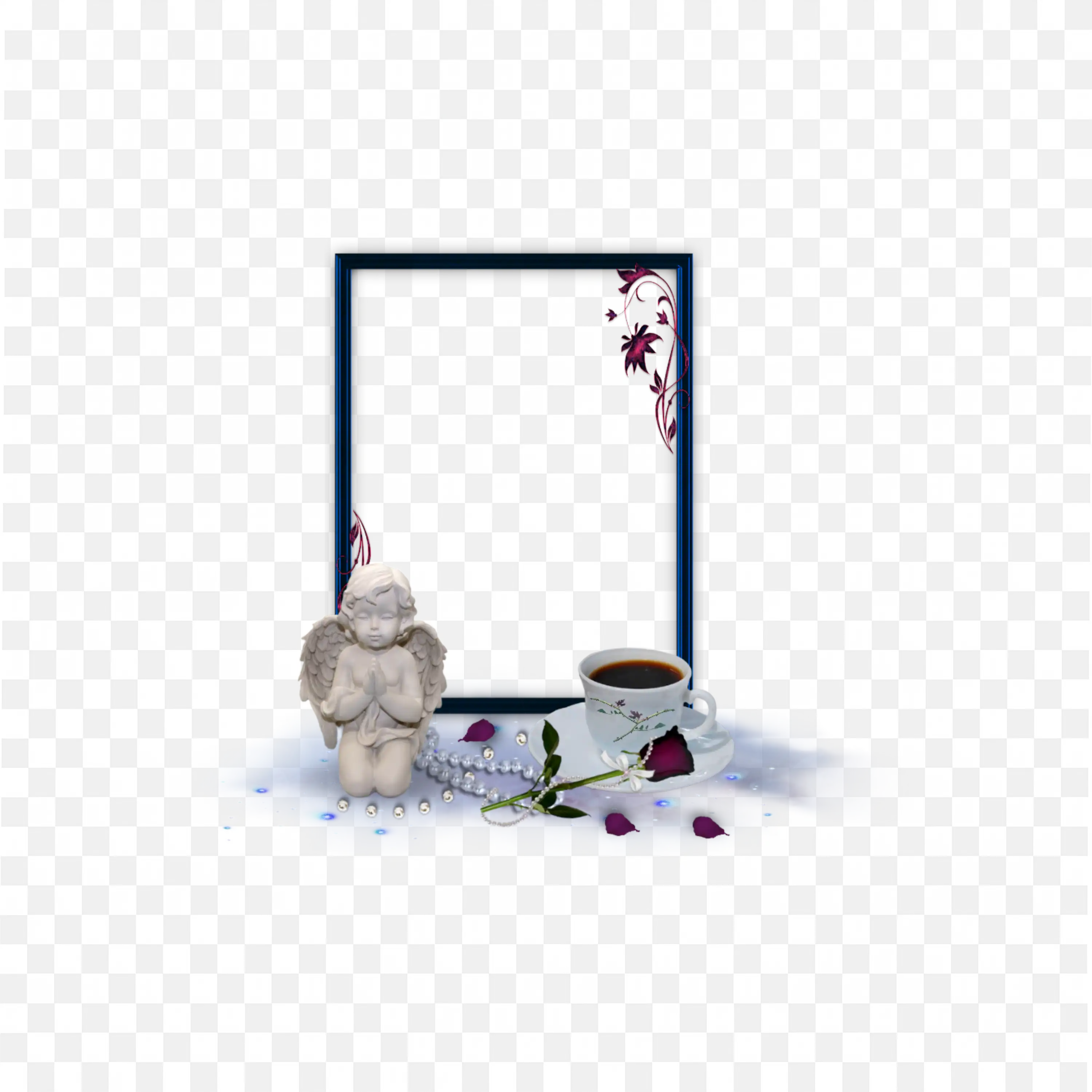 Elegant Pearl and Rose Jewelry Frame with Mirror Border