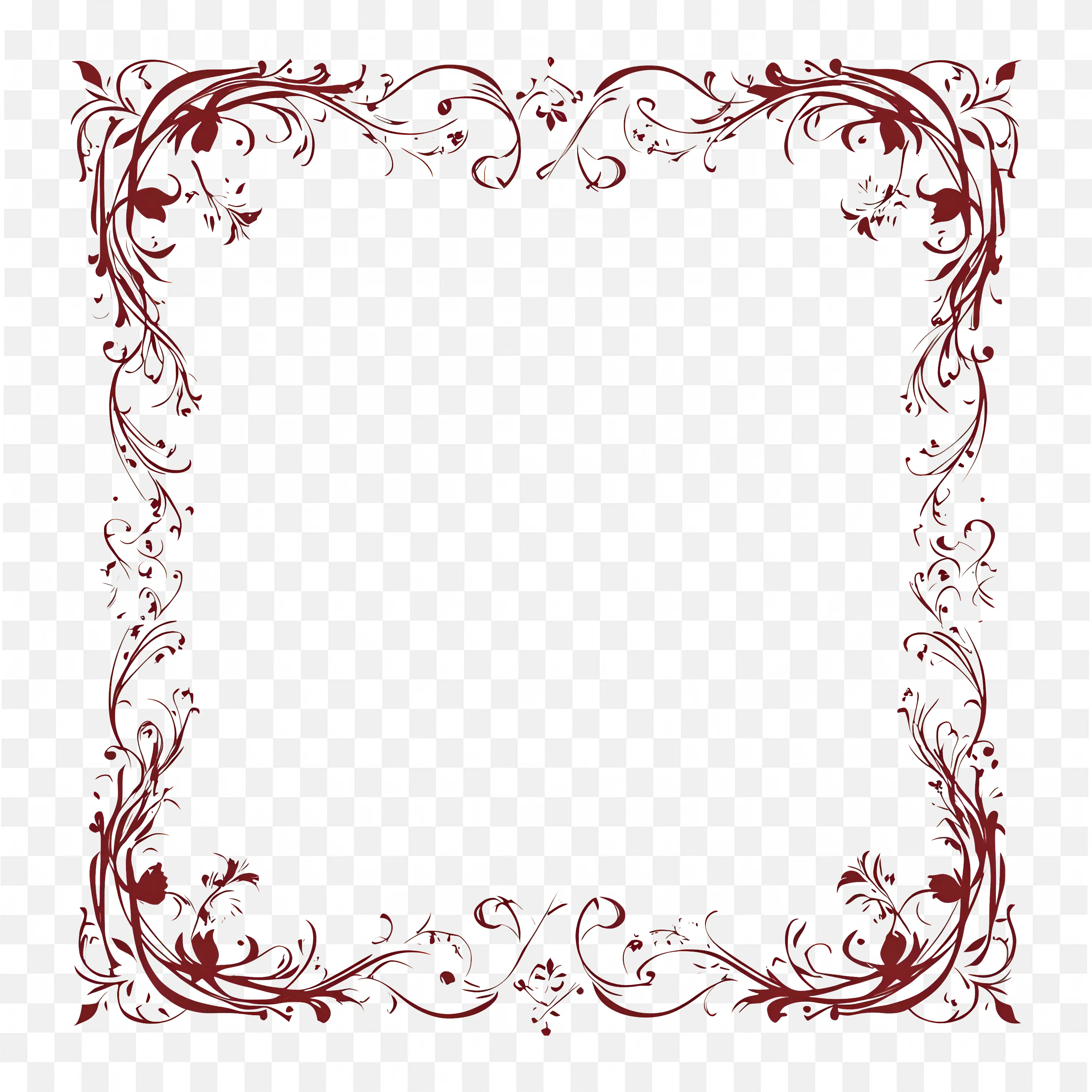 Elegant Red Victorian Ornate Scroll Frame with White Fill