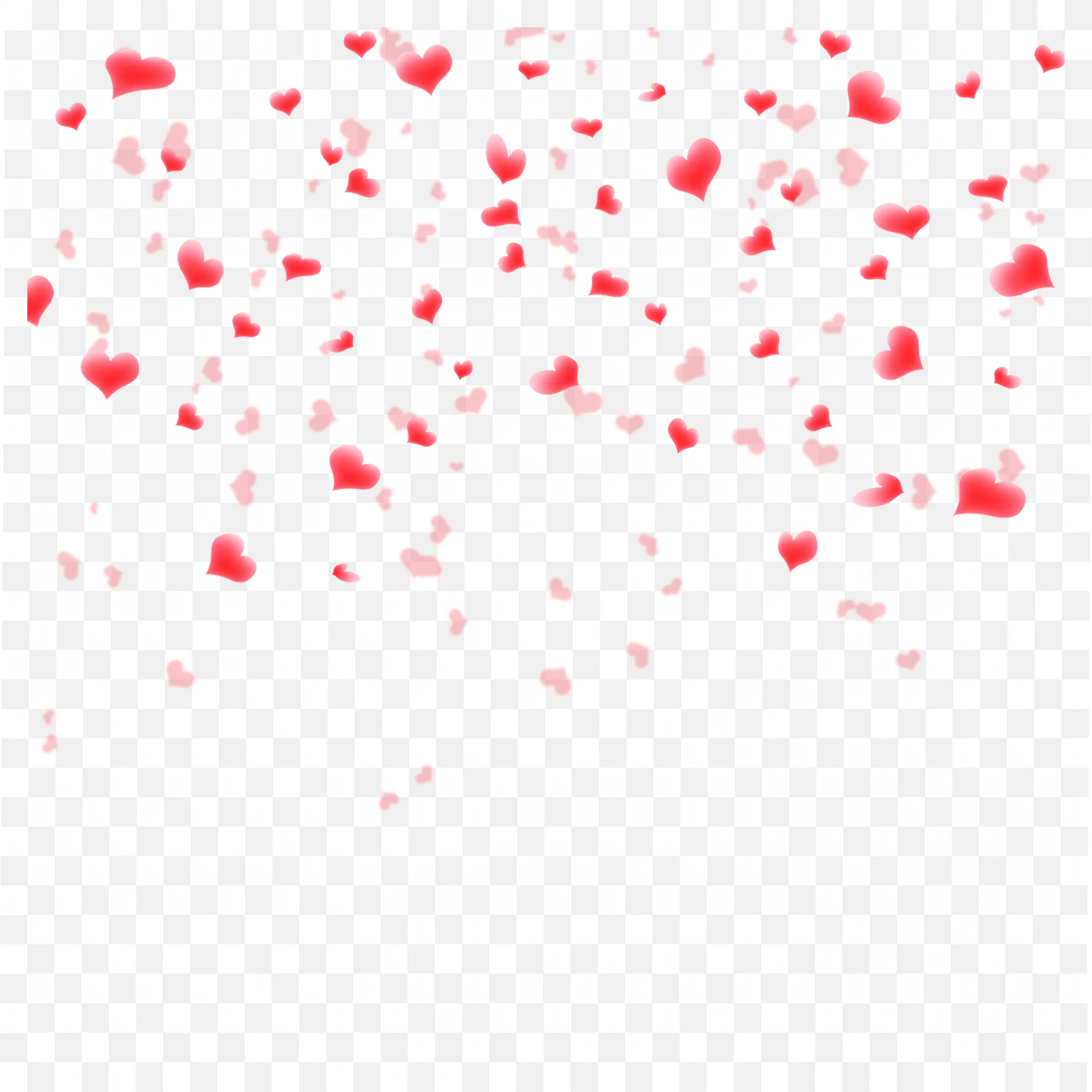 Falling Red Heart Confetti Romantic Love Frame Design Png