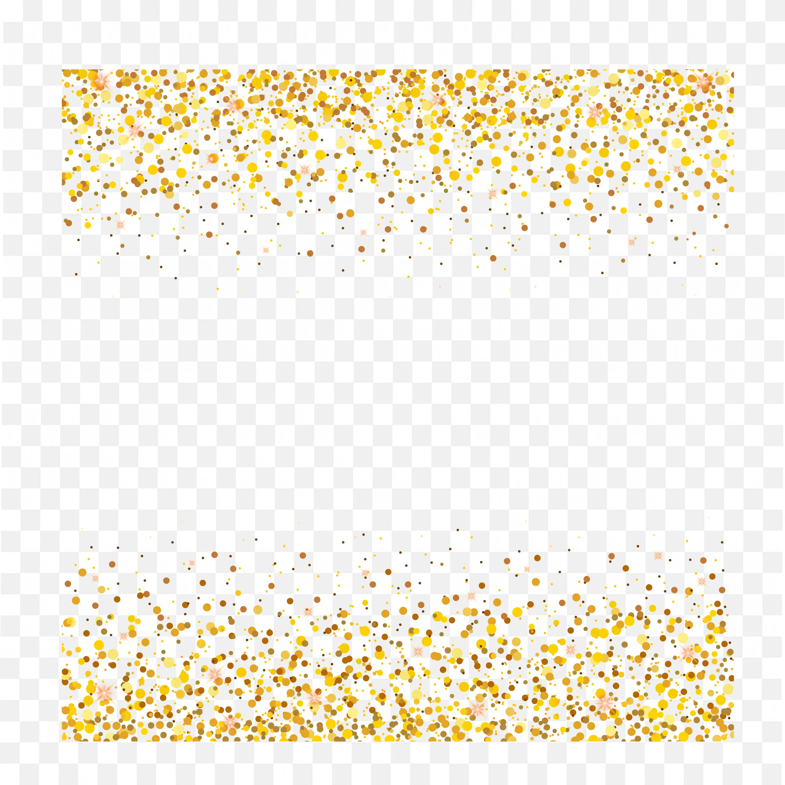 Gold Confetti Sparkle Border White Party Frame Png