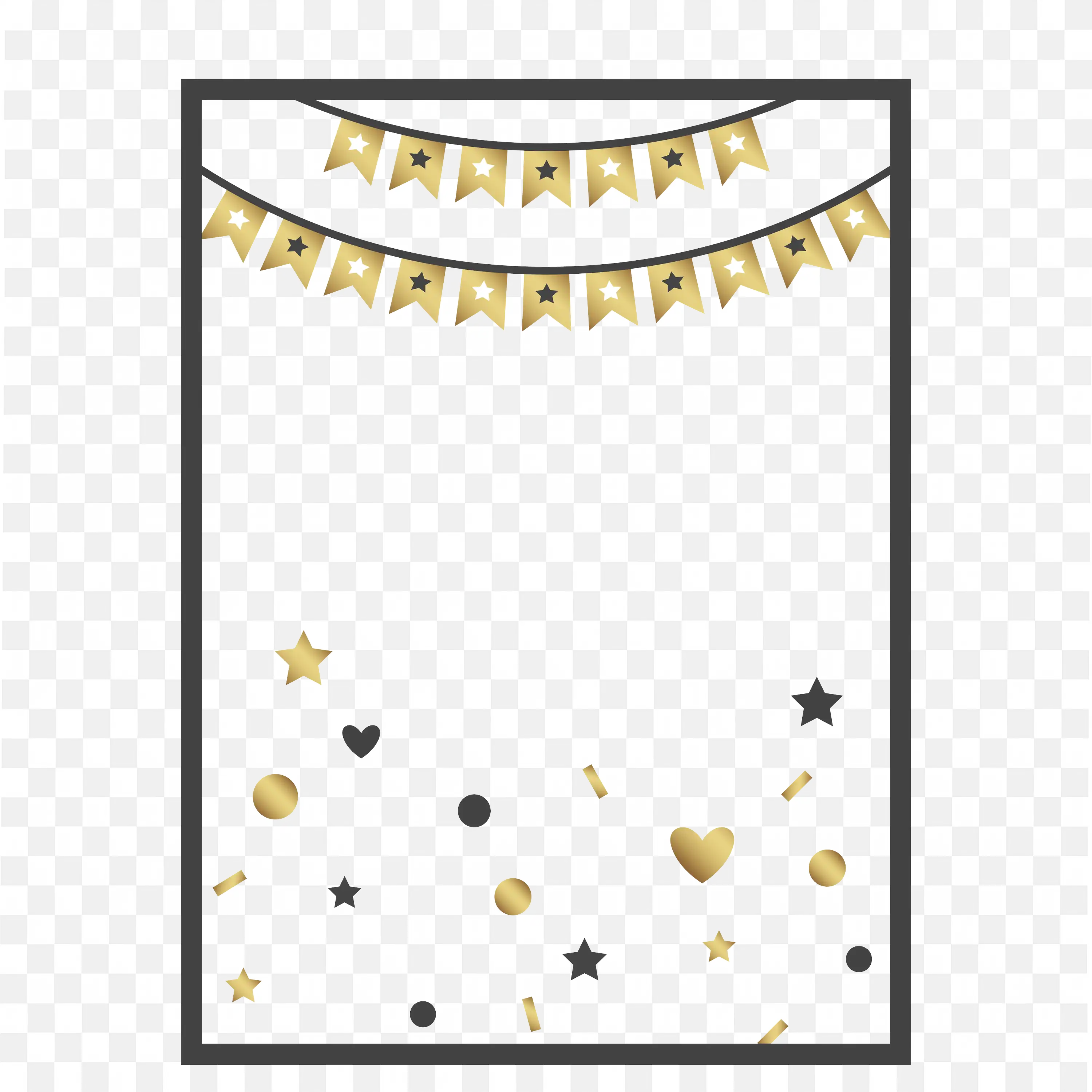 Gold Hearts and Garland Hanging Wedding Celebration Frame