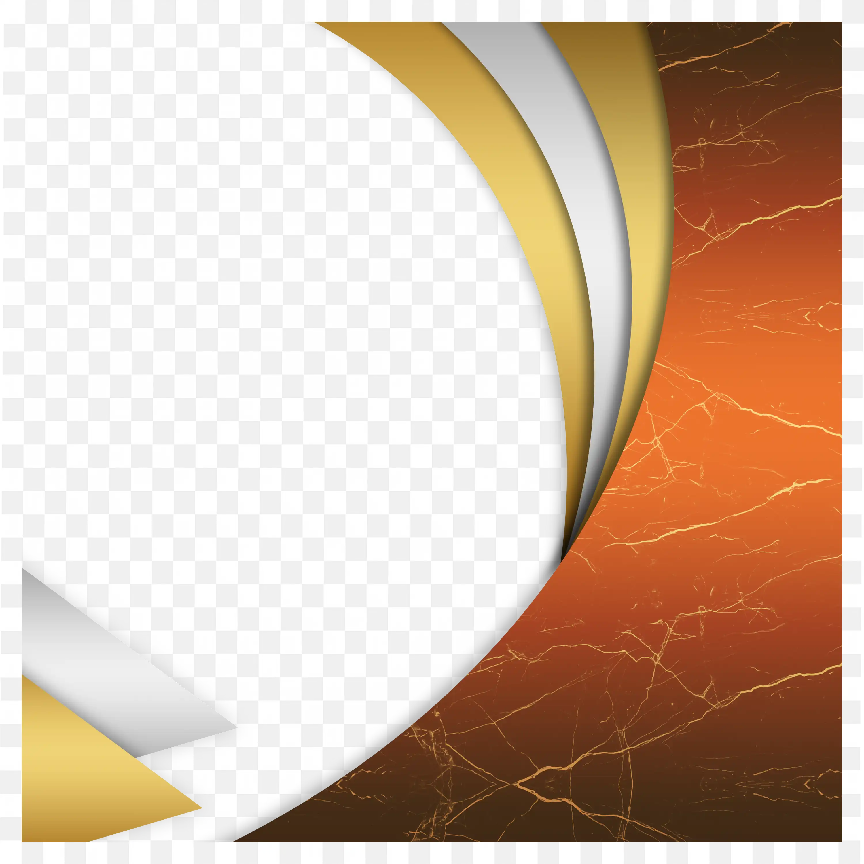 Gold White Curved Futuristic Abstract Border Frame Design