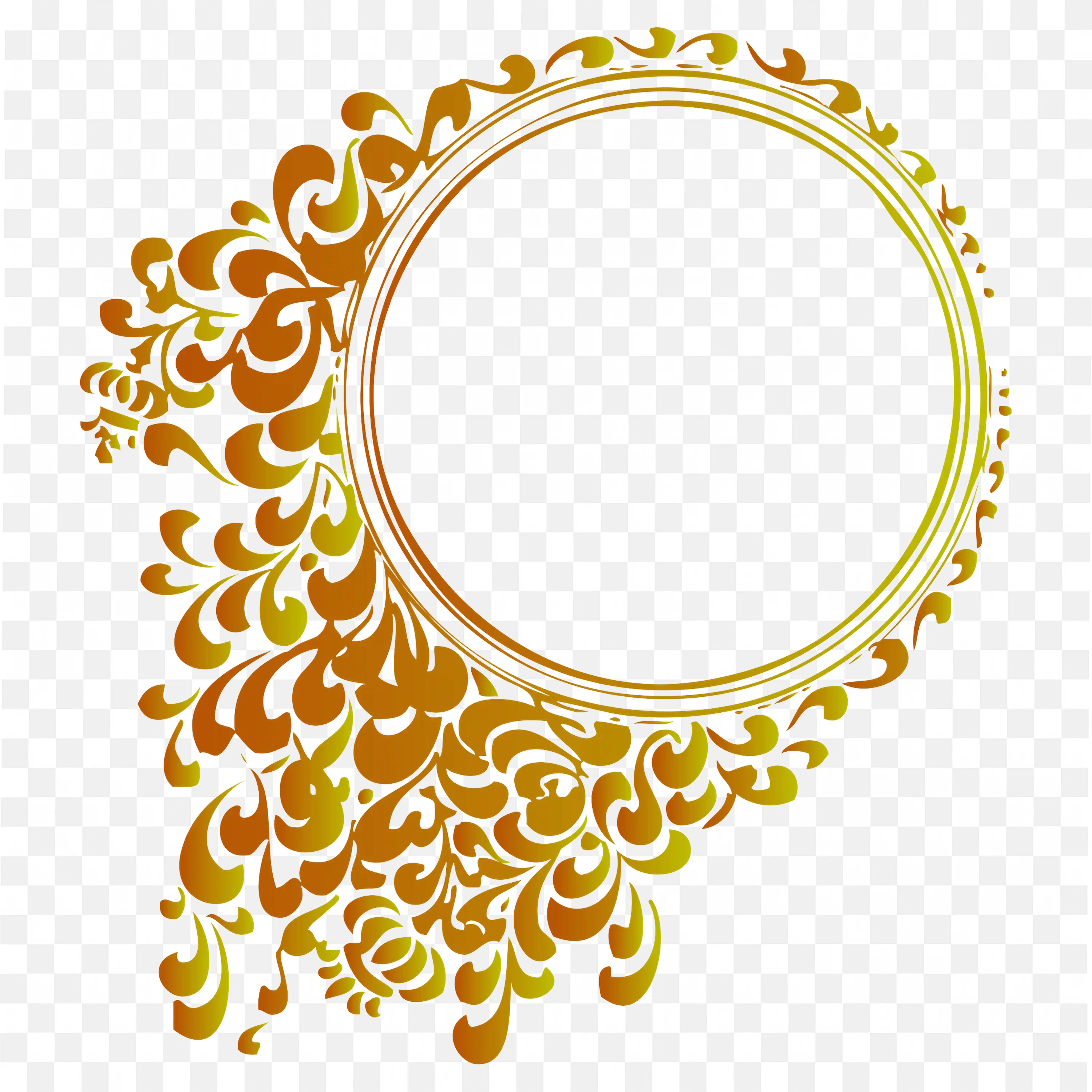 Golden Circle Frame with Flowing Floral Glitter Accents