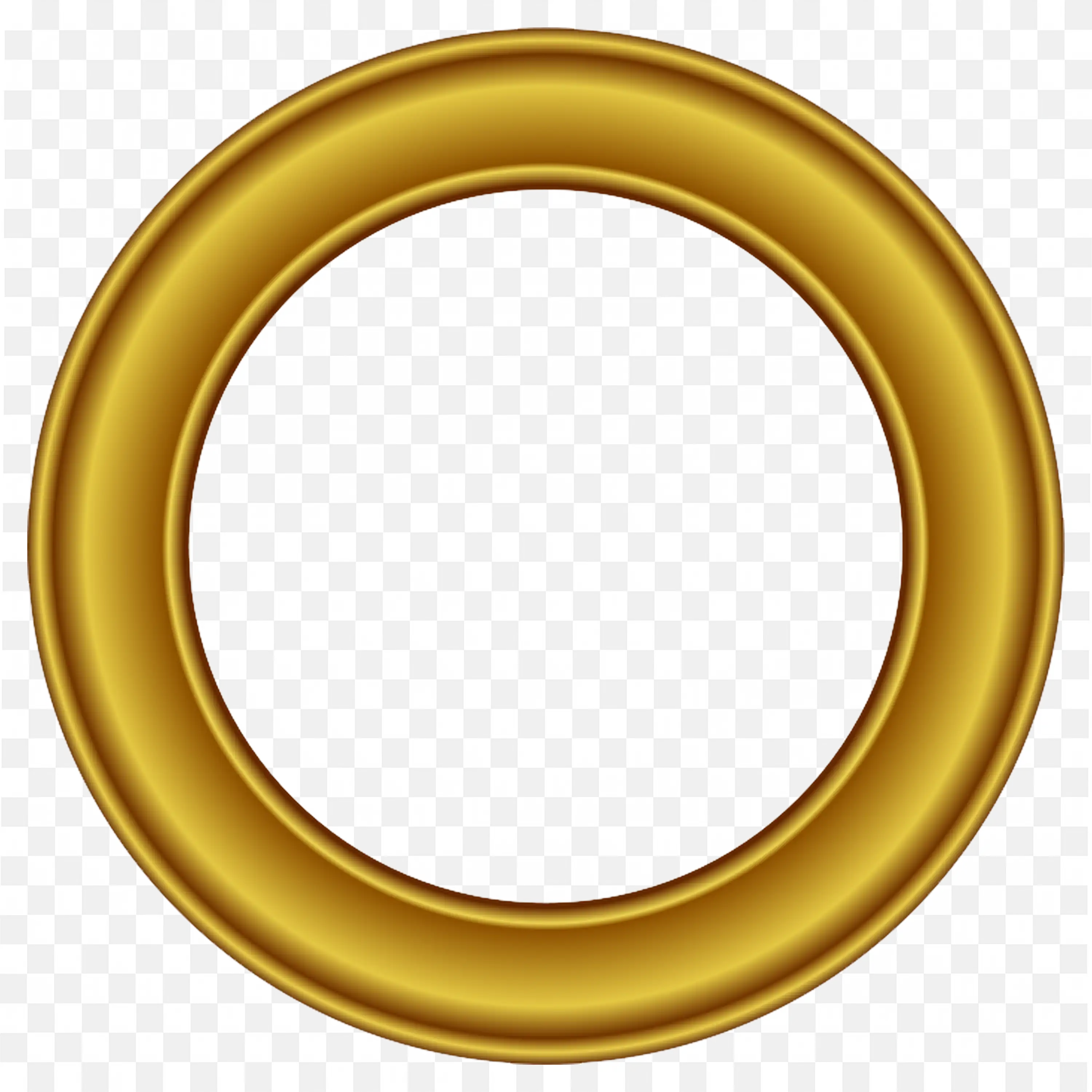 Golden Circular Frame with Glossy Shine and 3D Effect Png