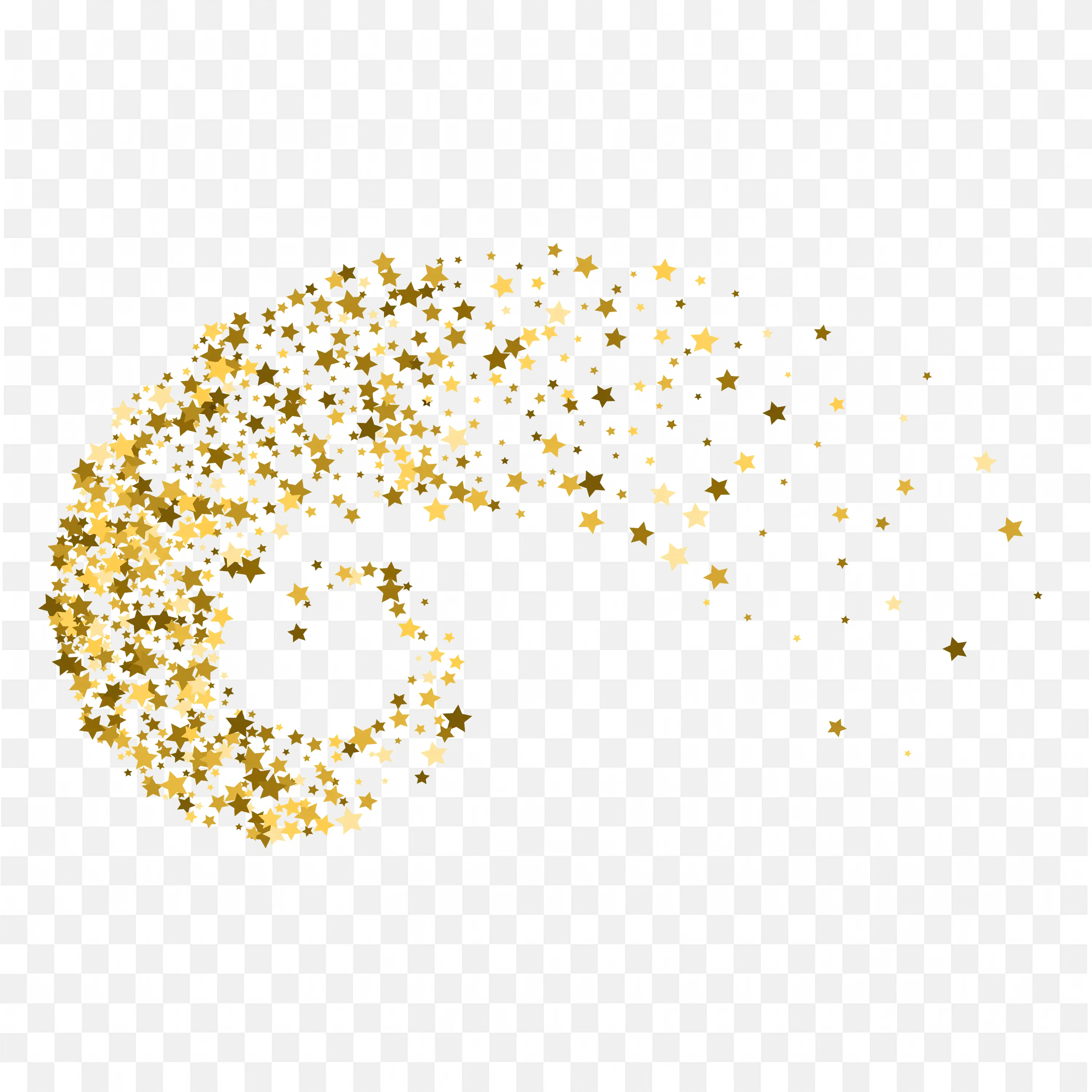 Golden Glitter Swirl Decoration with Sparkle Trail Frame Png