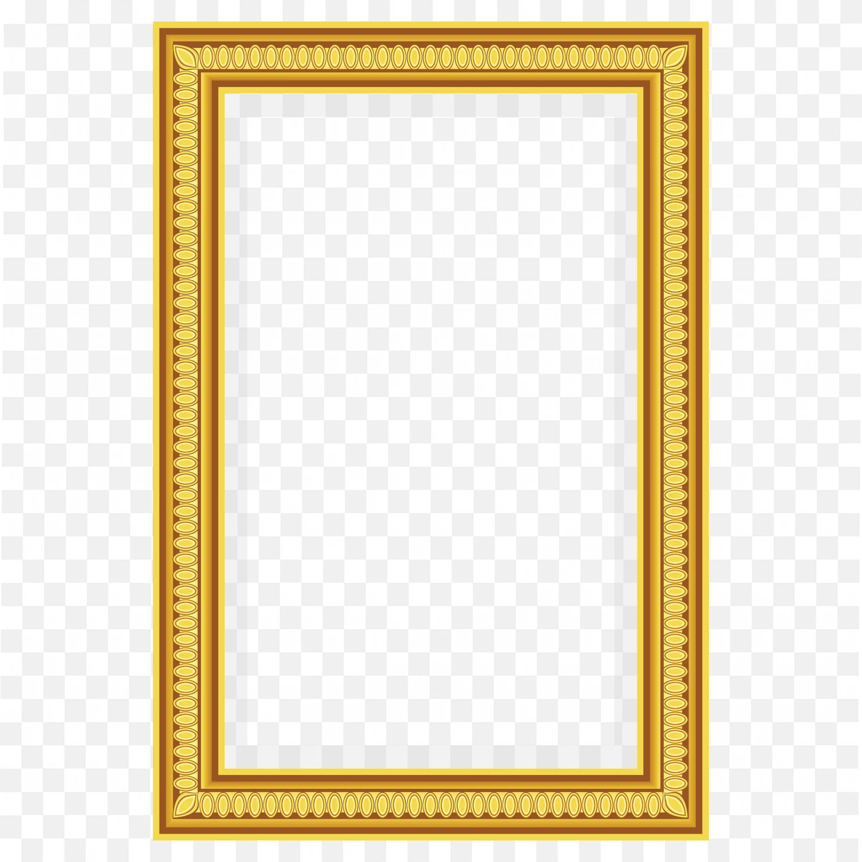 Golden Ornate Rectangular Frame with Classic Style Png