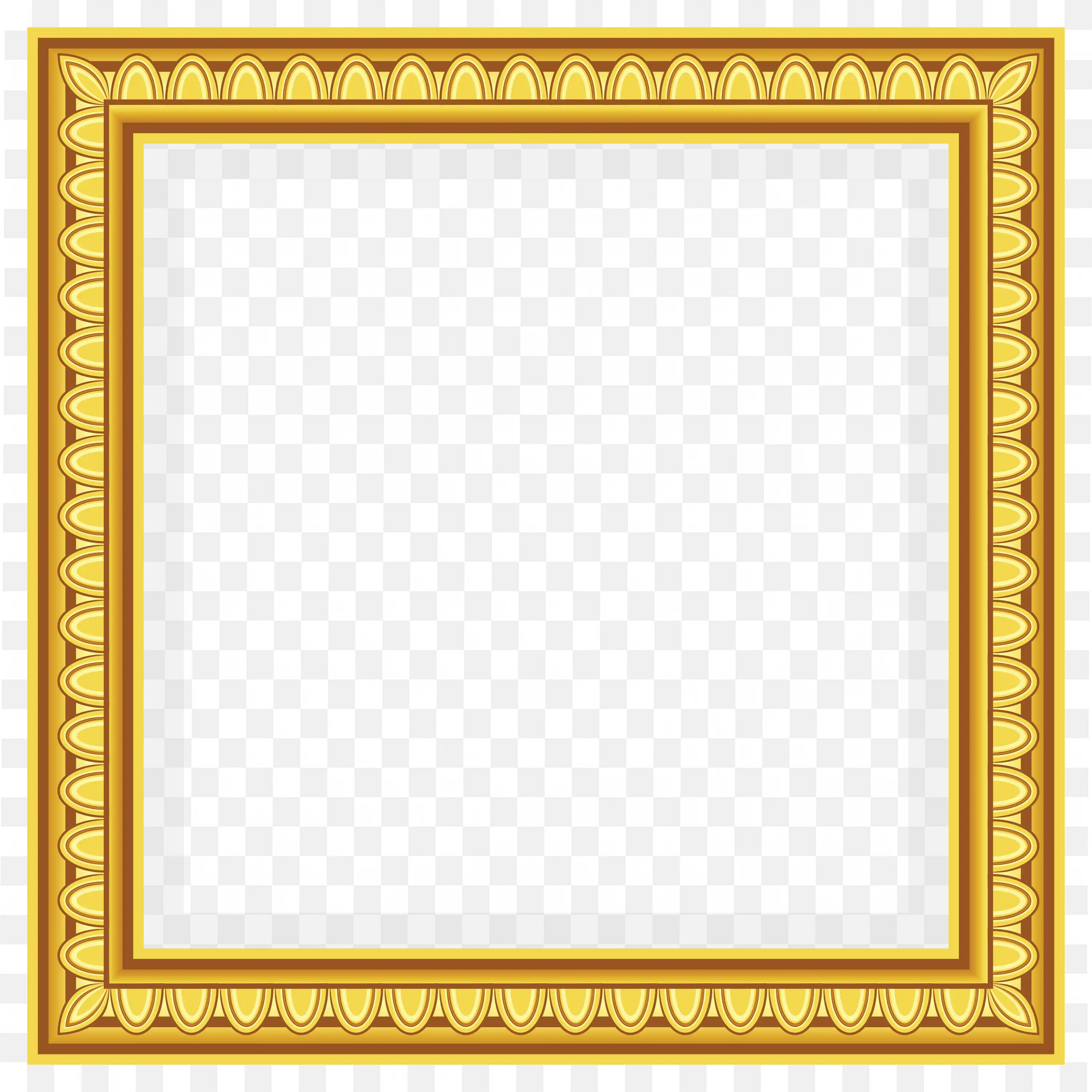 Golden Ornate Square Frame with Classic Design Png Image