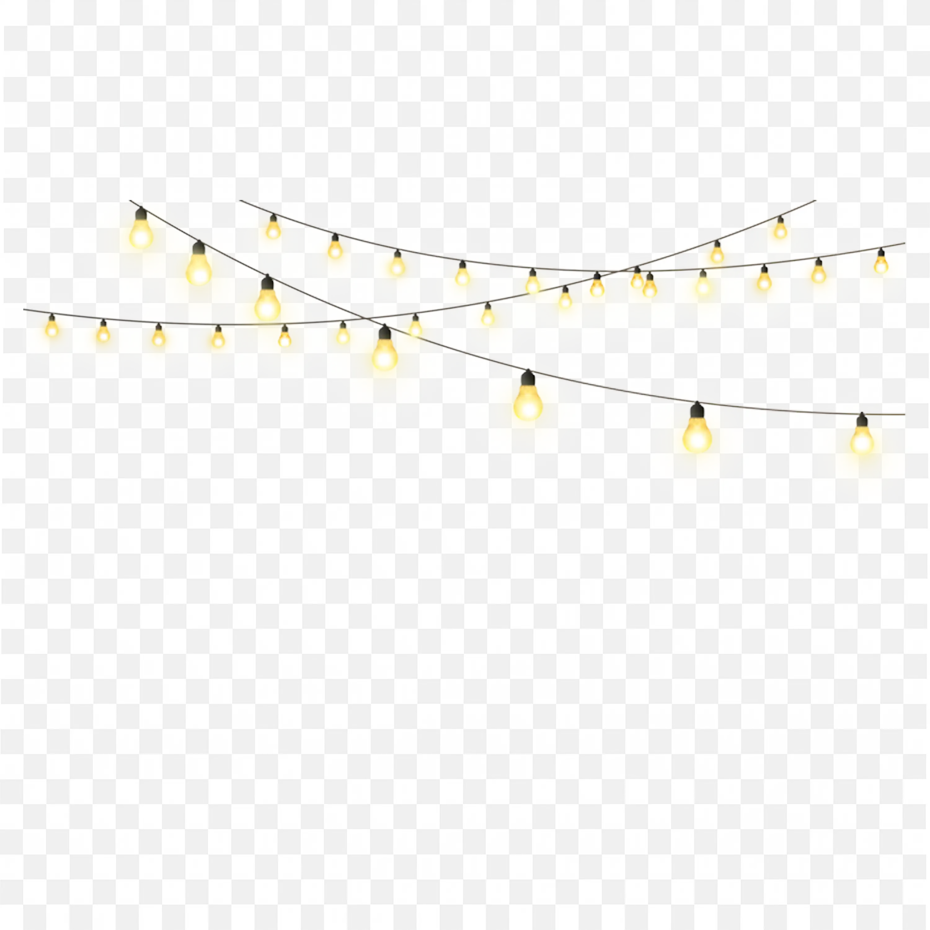 Golden String Lights Illustration on a Transparent Backdrop