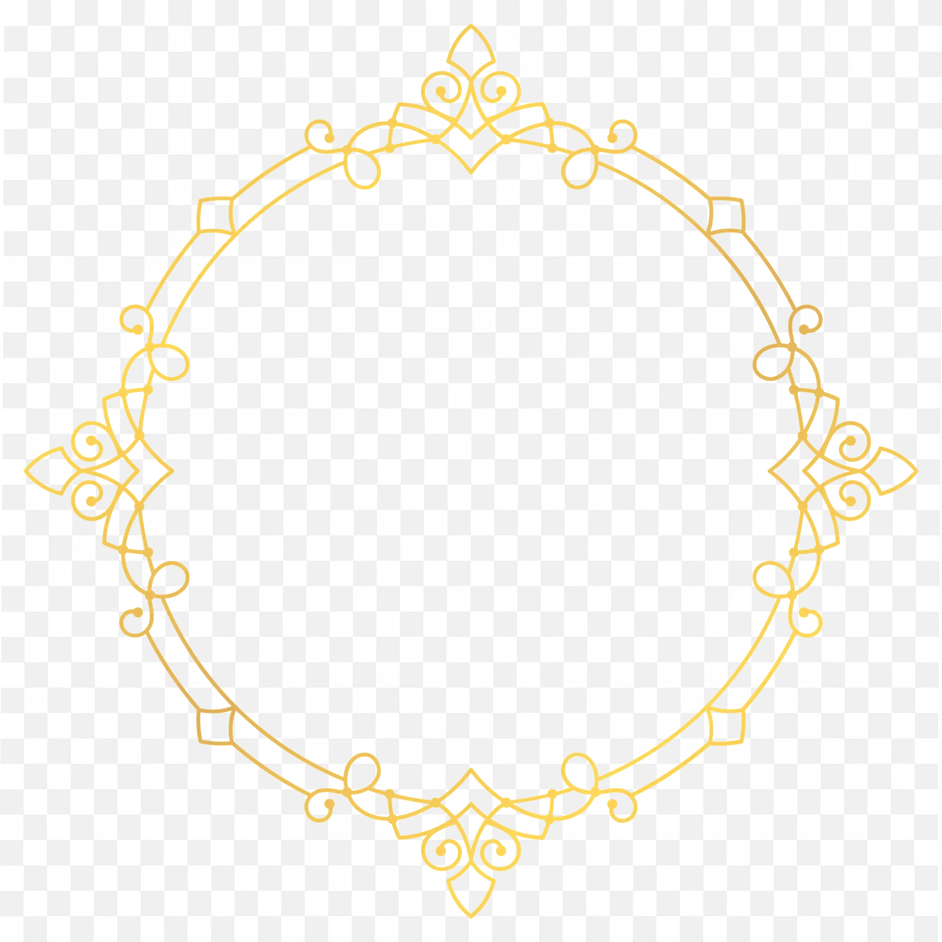 Golden Wavy Circle Frame with Floral Inspired Corners
