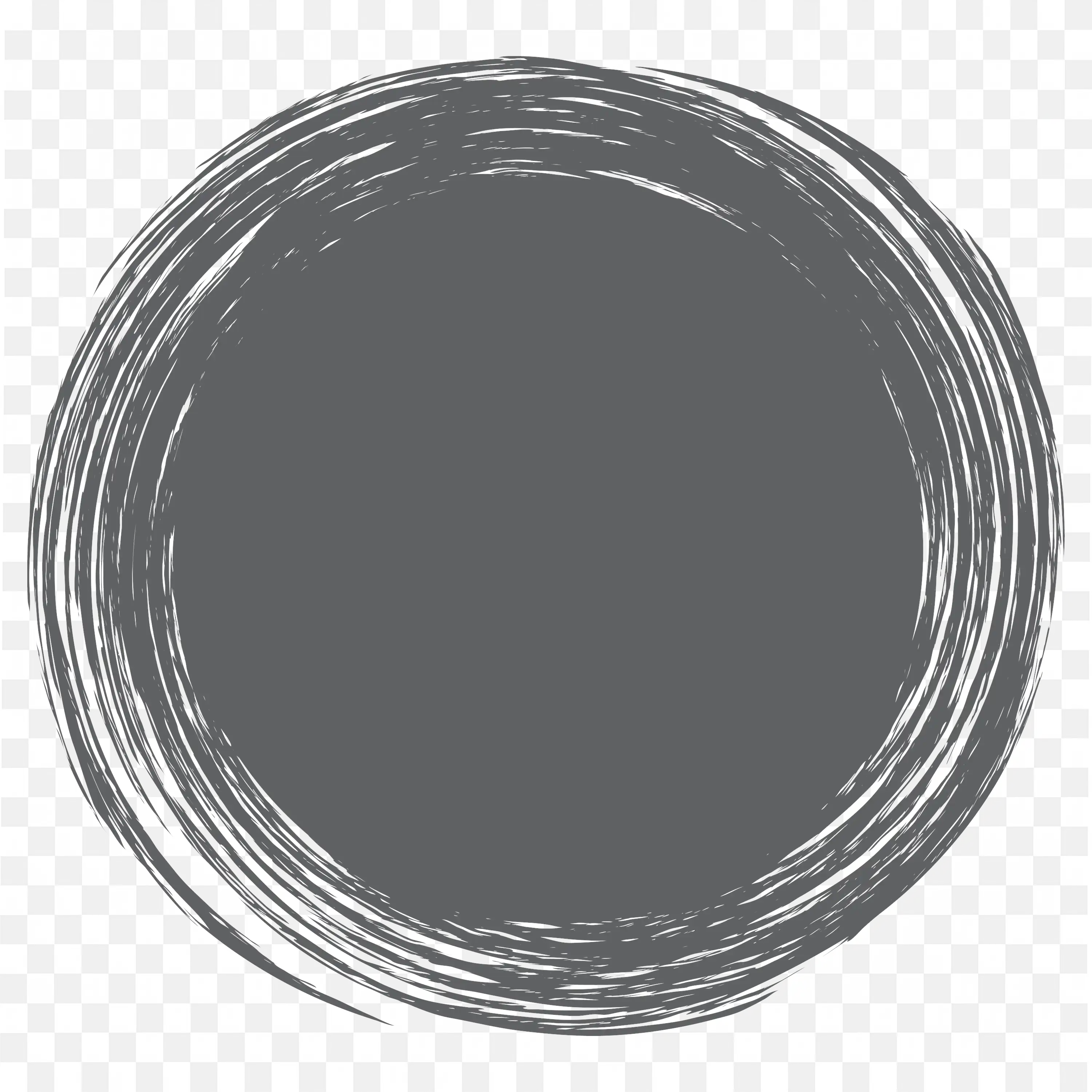 Gray Circular Rough Brush Stroke Abstract Frame Png