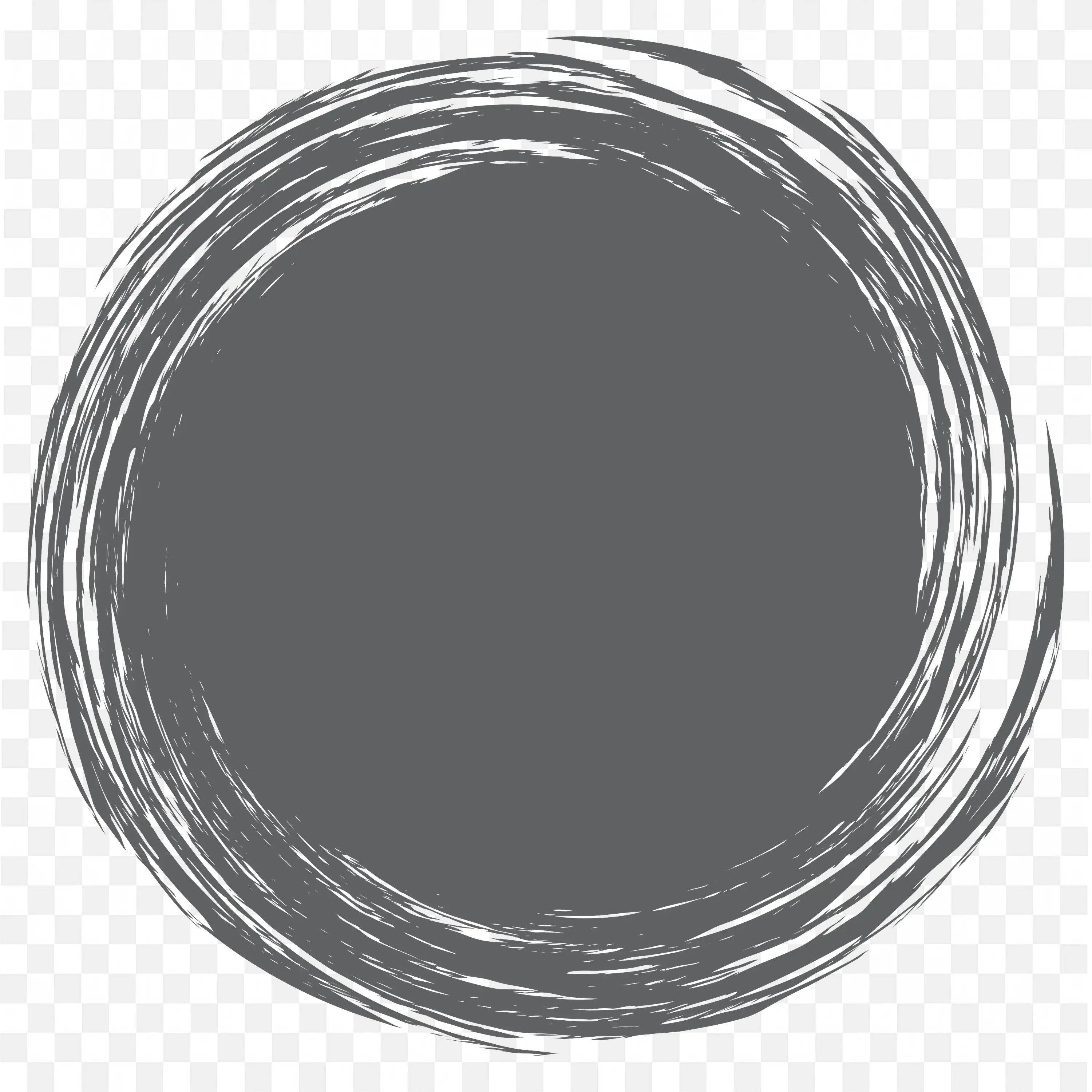 Gray Rough Brush Stroke Circular Artistic Frame Png