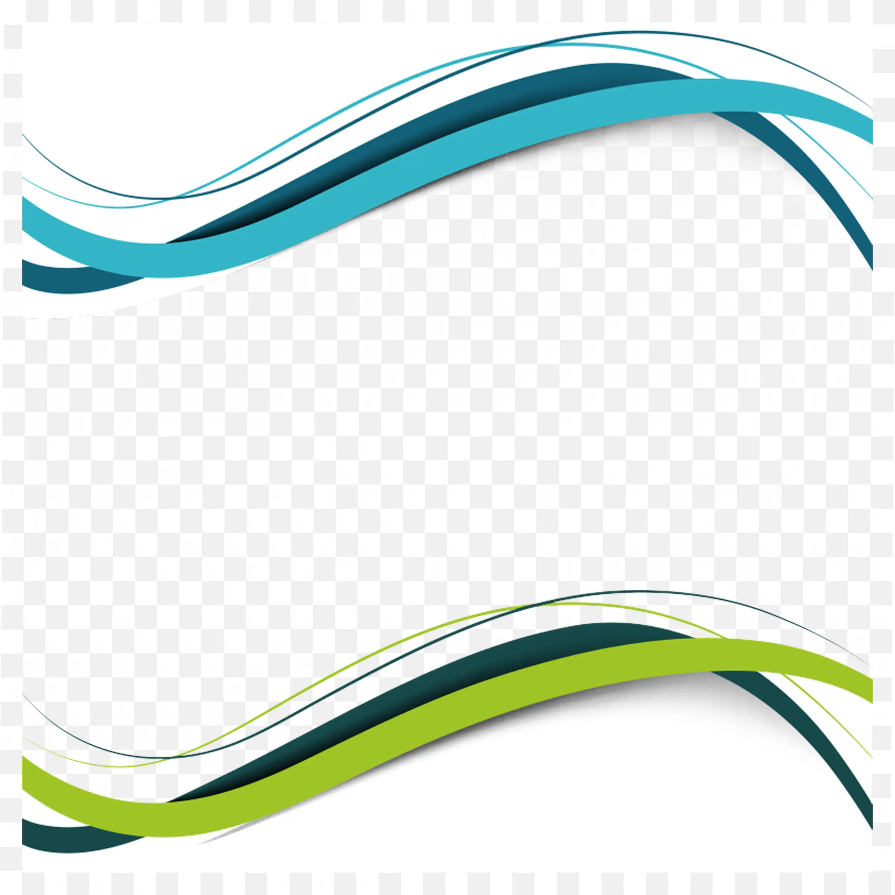 Green and Blue Curved Wave Background Decorative Frame Png