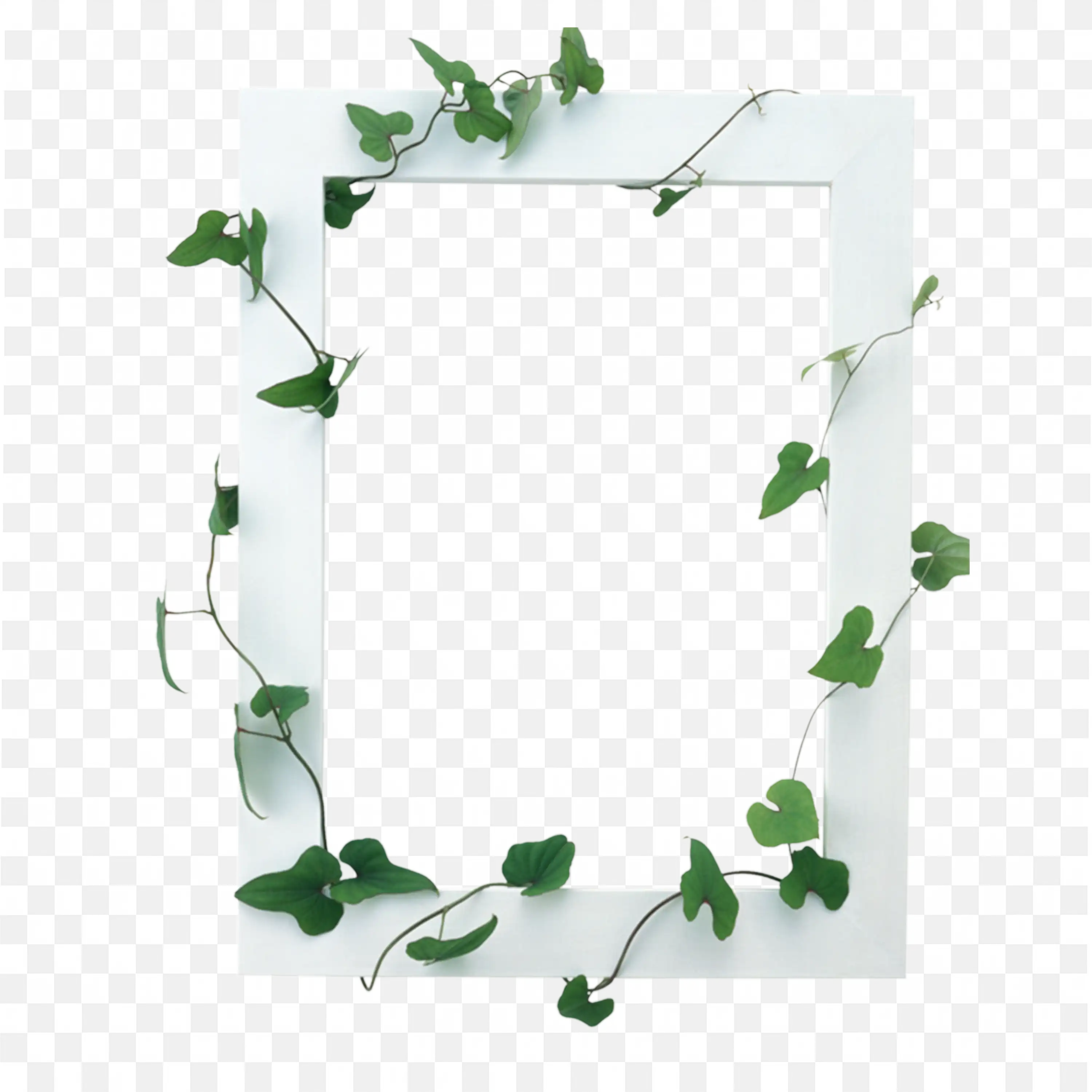 Green Ivy Leaves Border Arranged in Square Natural Design