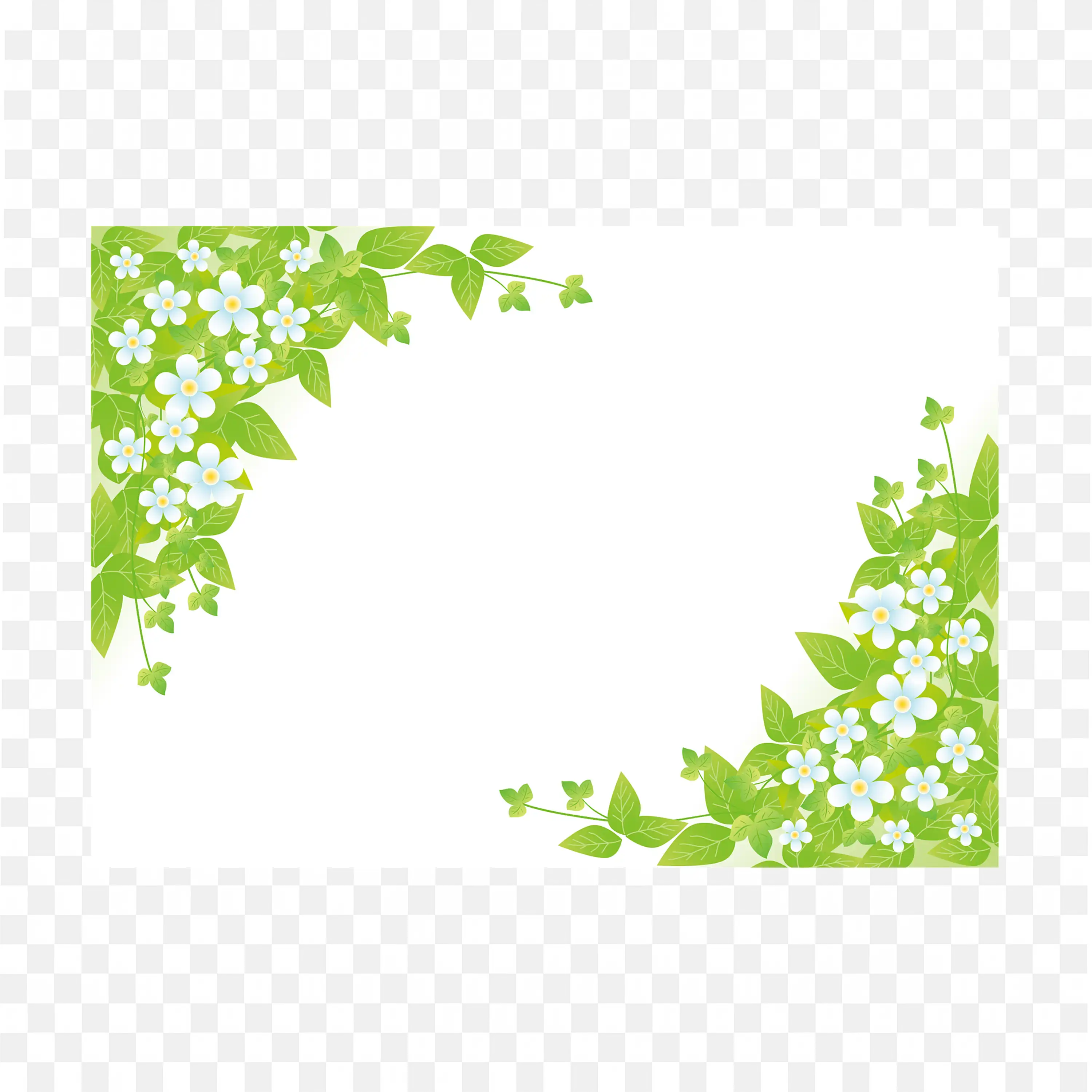 Green Leaf Corner Frame with Transparent Background Png