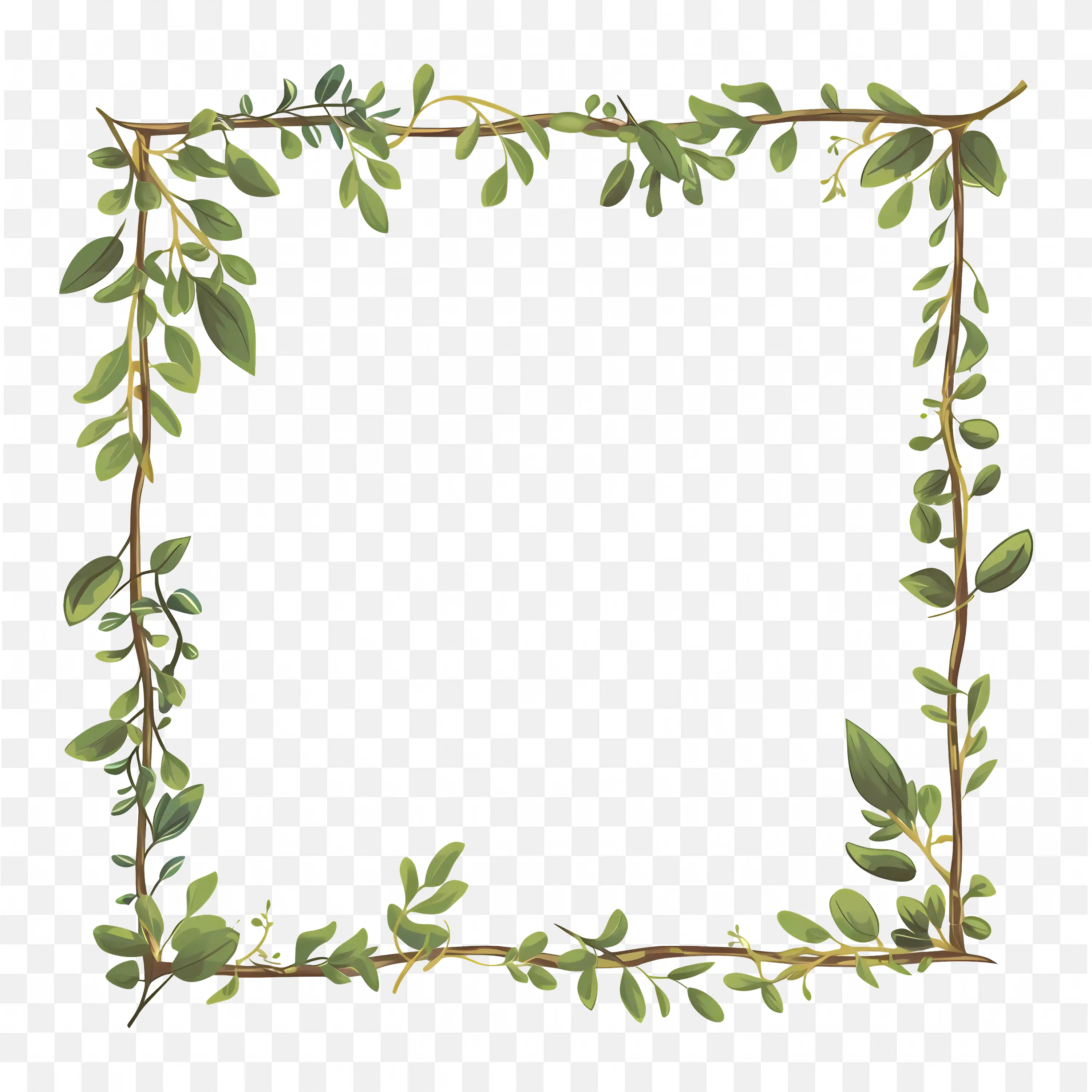 Green Leafy Border Frame with Square Shape Natural Look