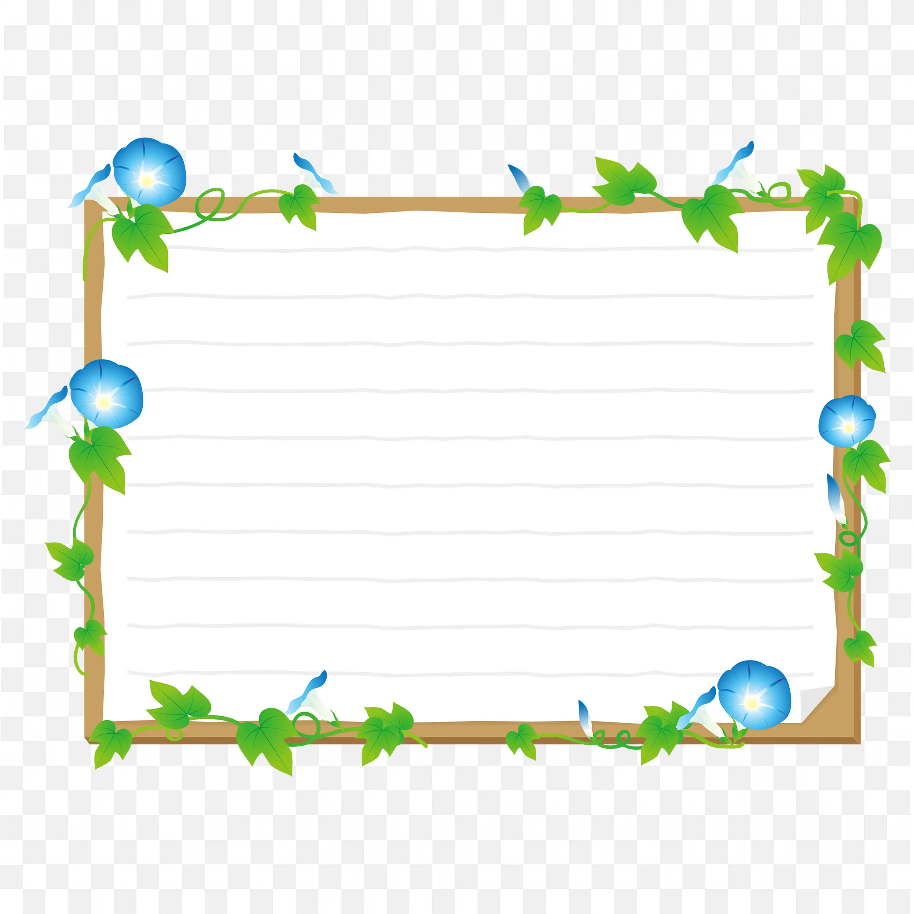Green Leaves and Vine Border Square Frame Png Image