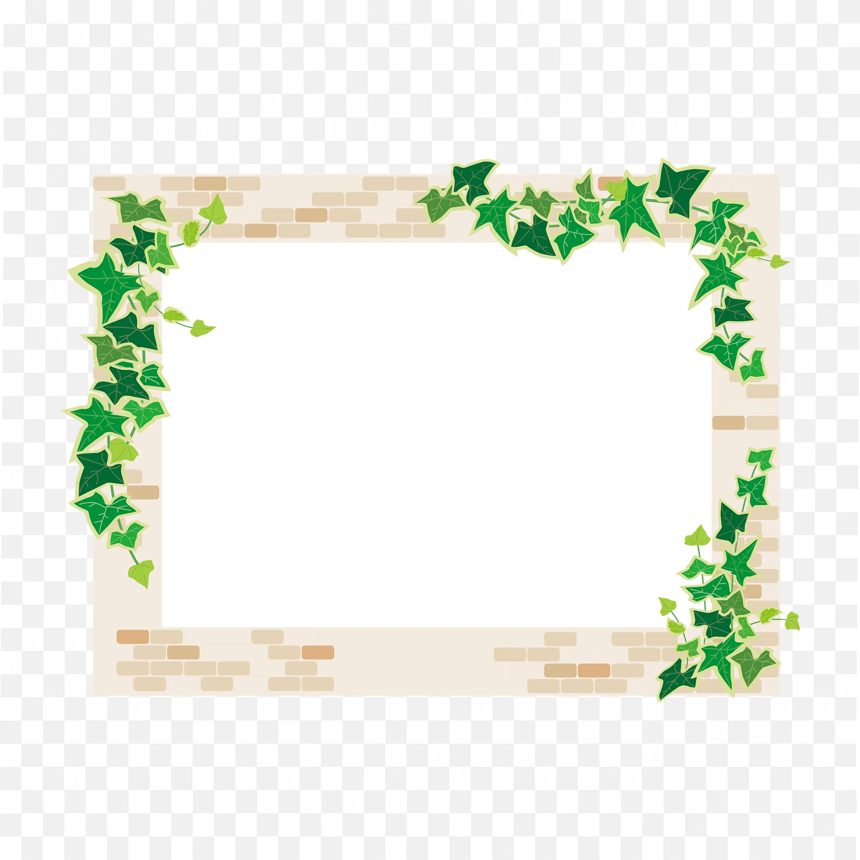 Green Leaves and Vines Elegant Rectangular Frame Png
