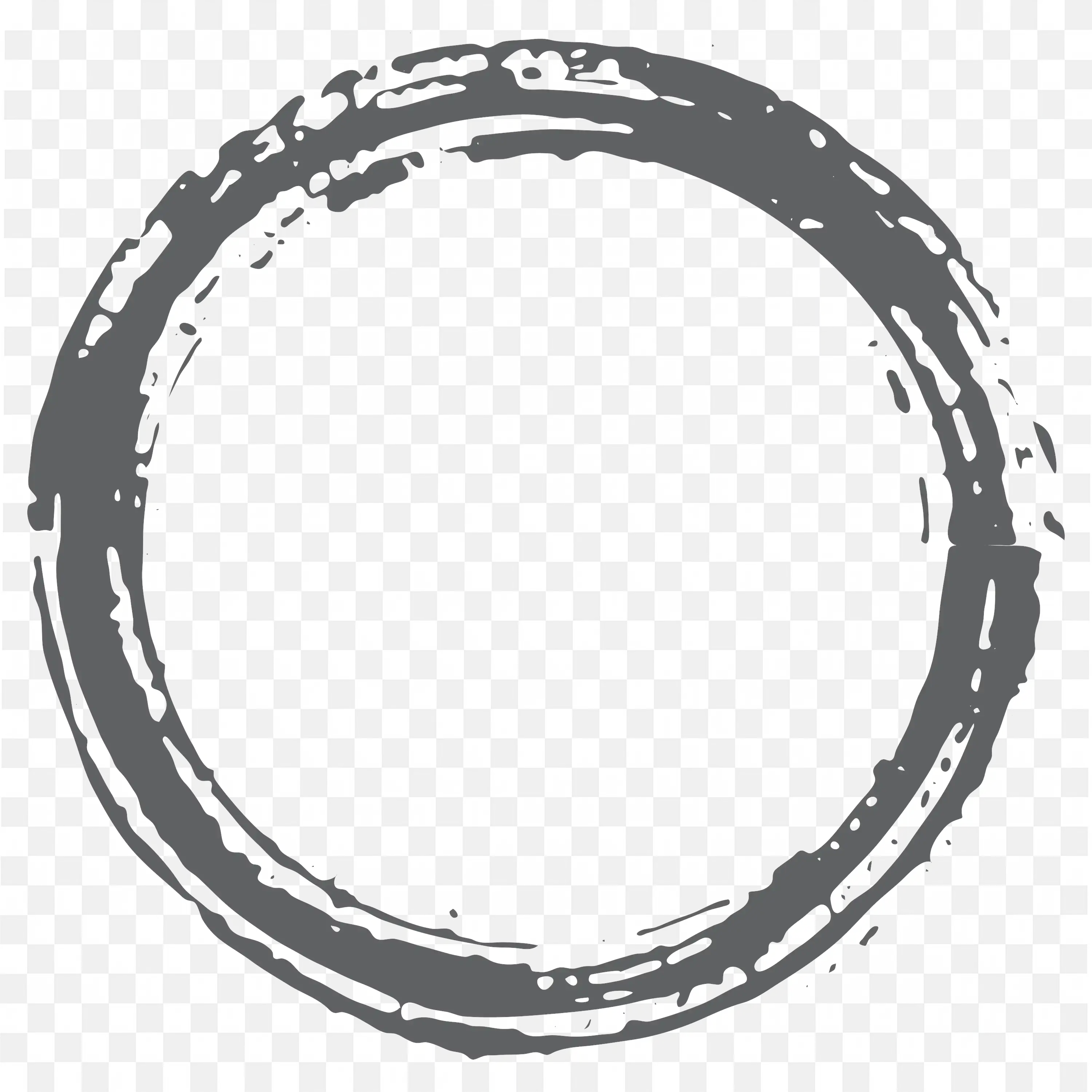 Grunge Circular Black Brush Stroke Rough Texture Frame Png