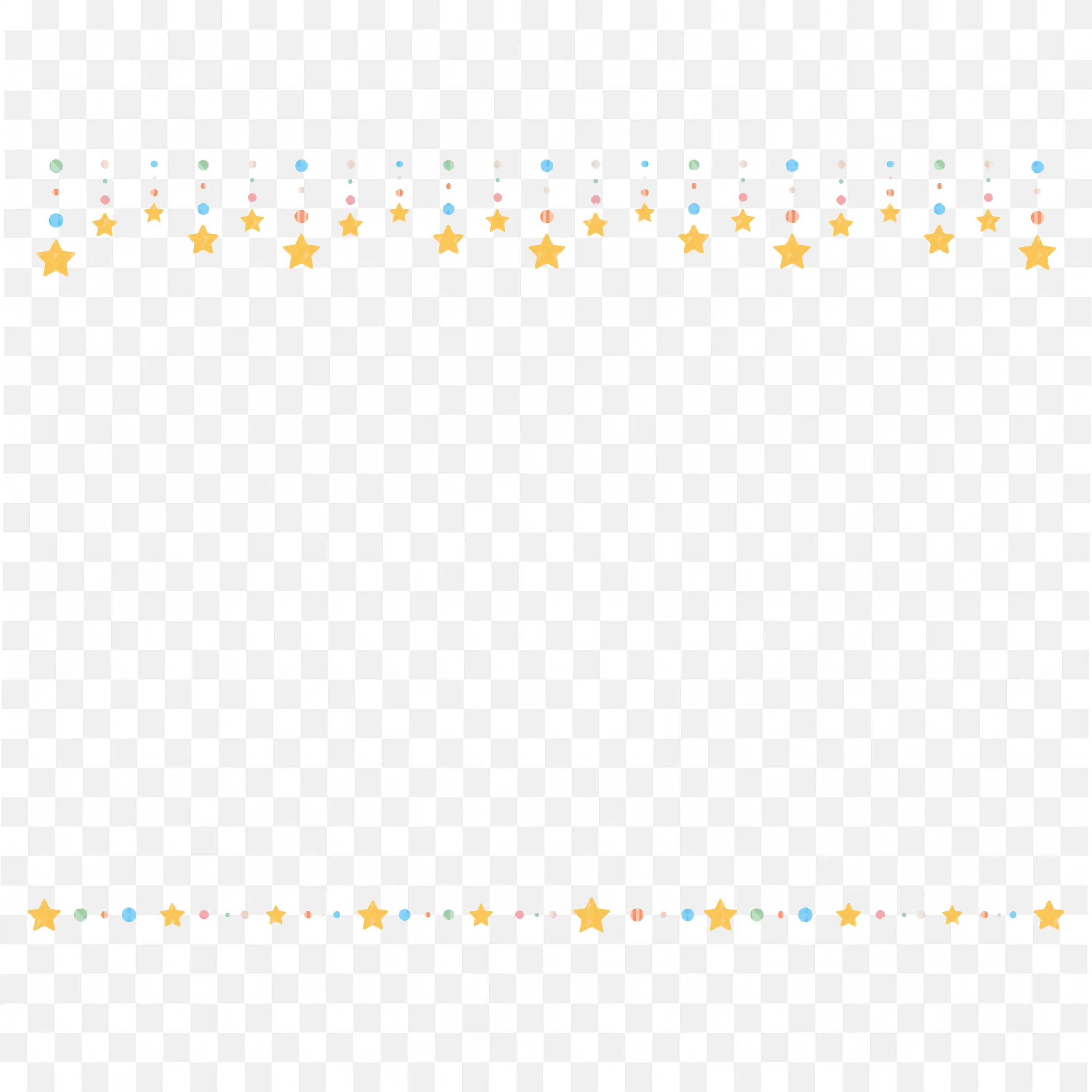 Hanging Yellow Stars Frame Colorful Dots on Black Art Png