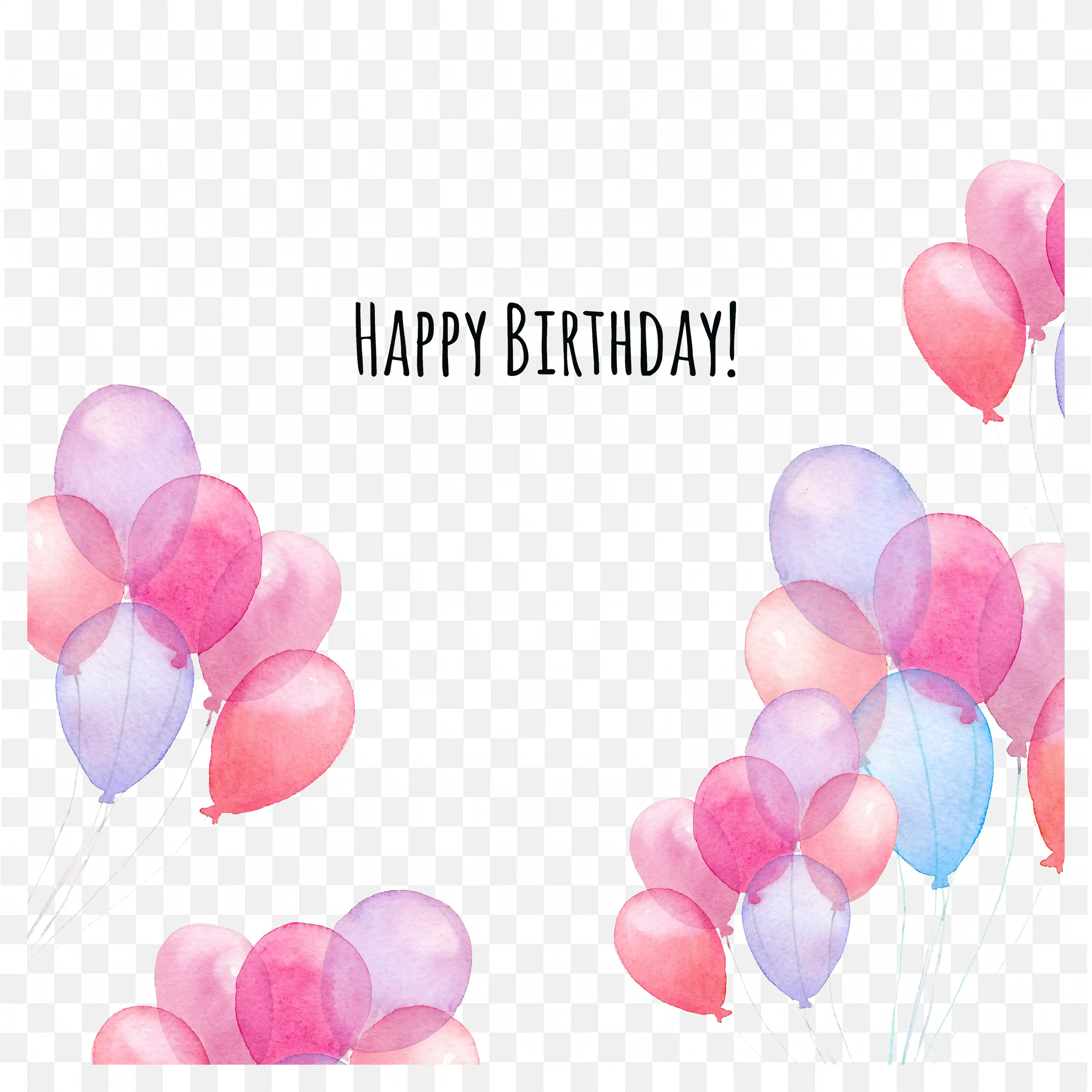 Happy Birthday Balloons Greeting Card Frame Png