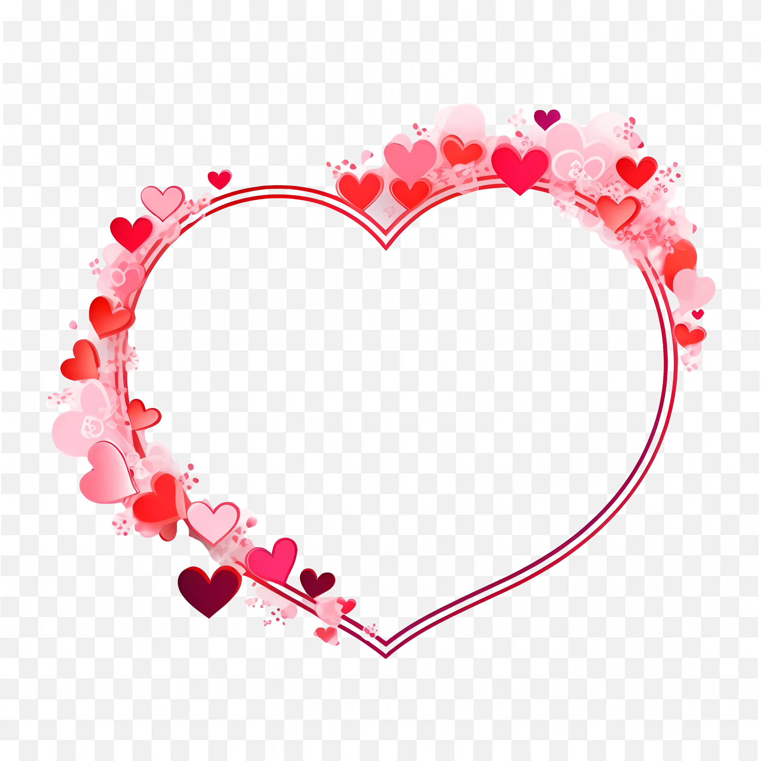 Heart Frame Made with Pink Flowers and Red Petals Png