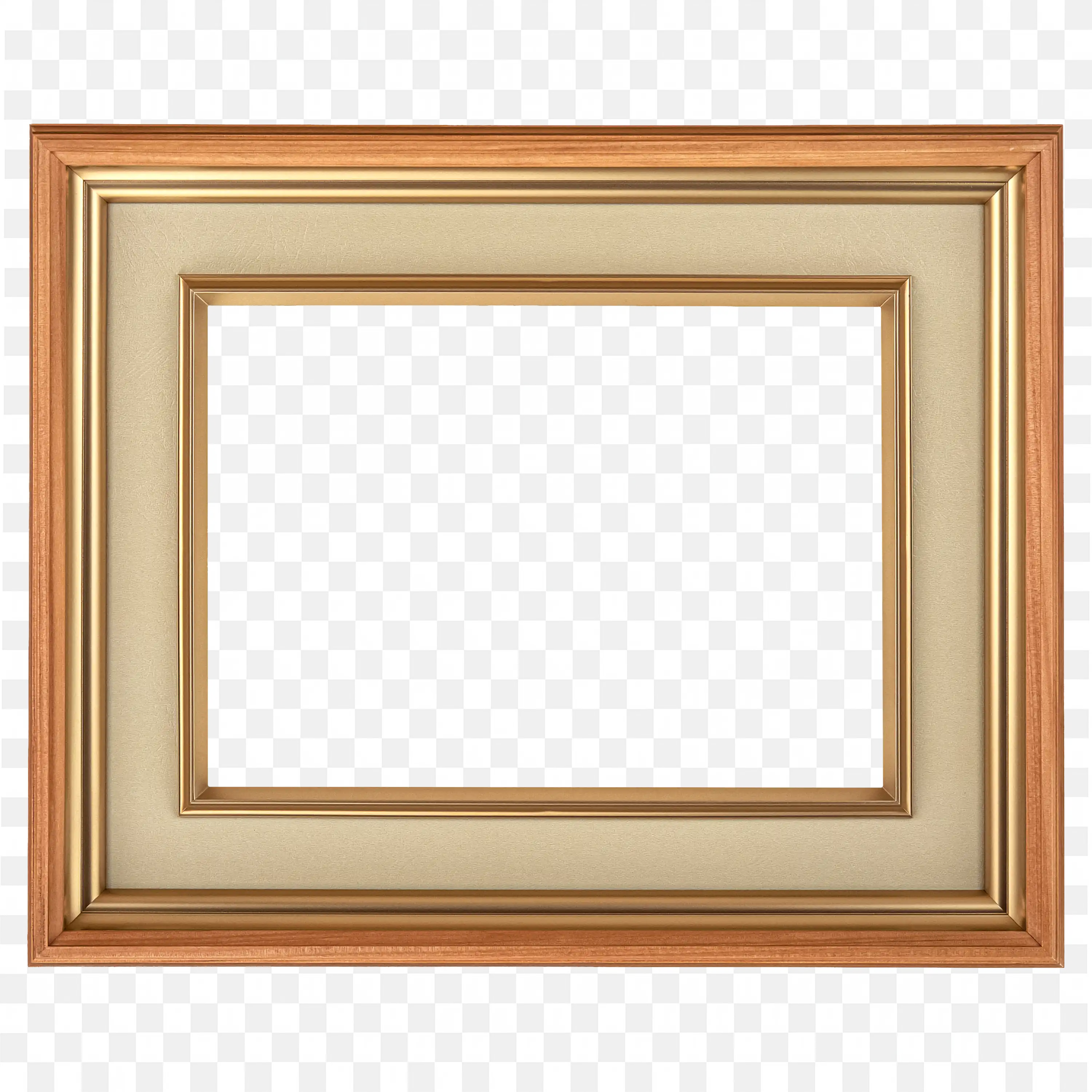 Light Brown Wooden Rectangular Frame with Rounded Corners
