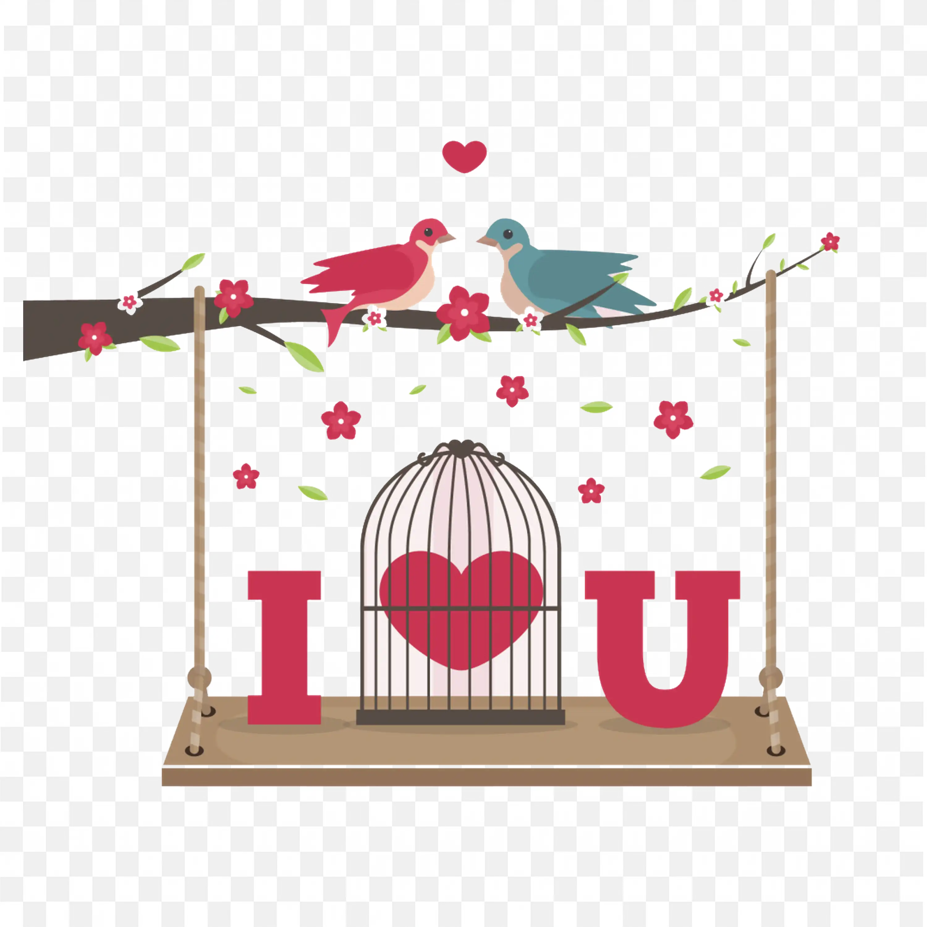 Love Design with Birds Romantic Stock Illustration Art Download