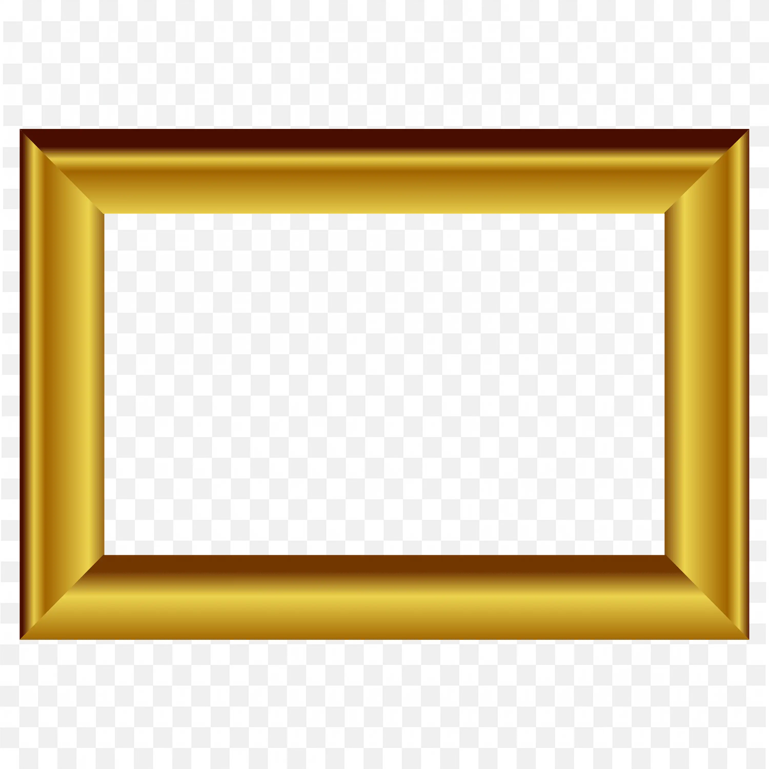 Metallic Gold Rectangular Frame with Inner Shadow Edge