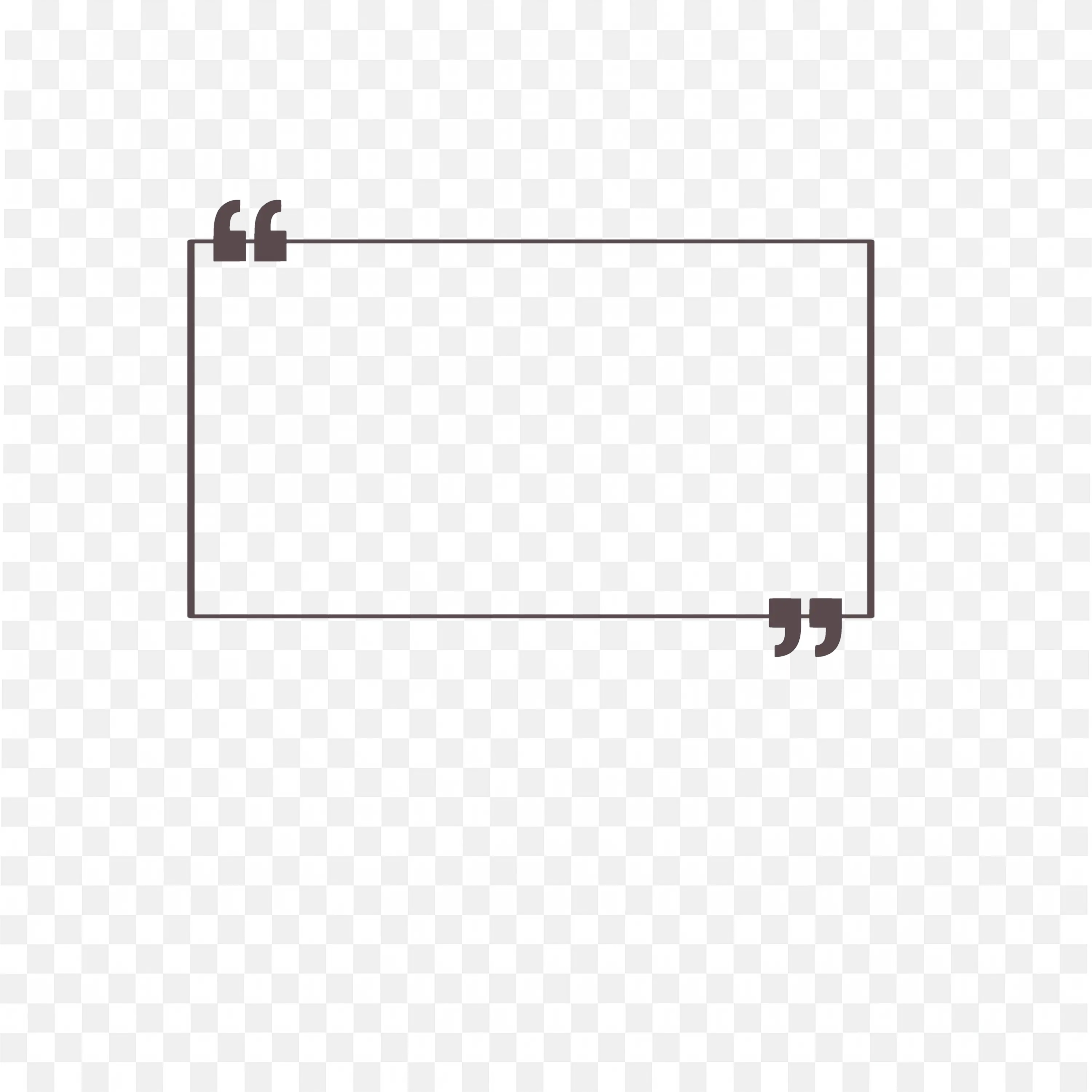 Minimalist Quote Box Frame with Double Quotation Marks Png