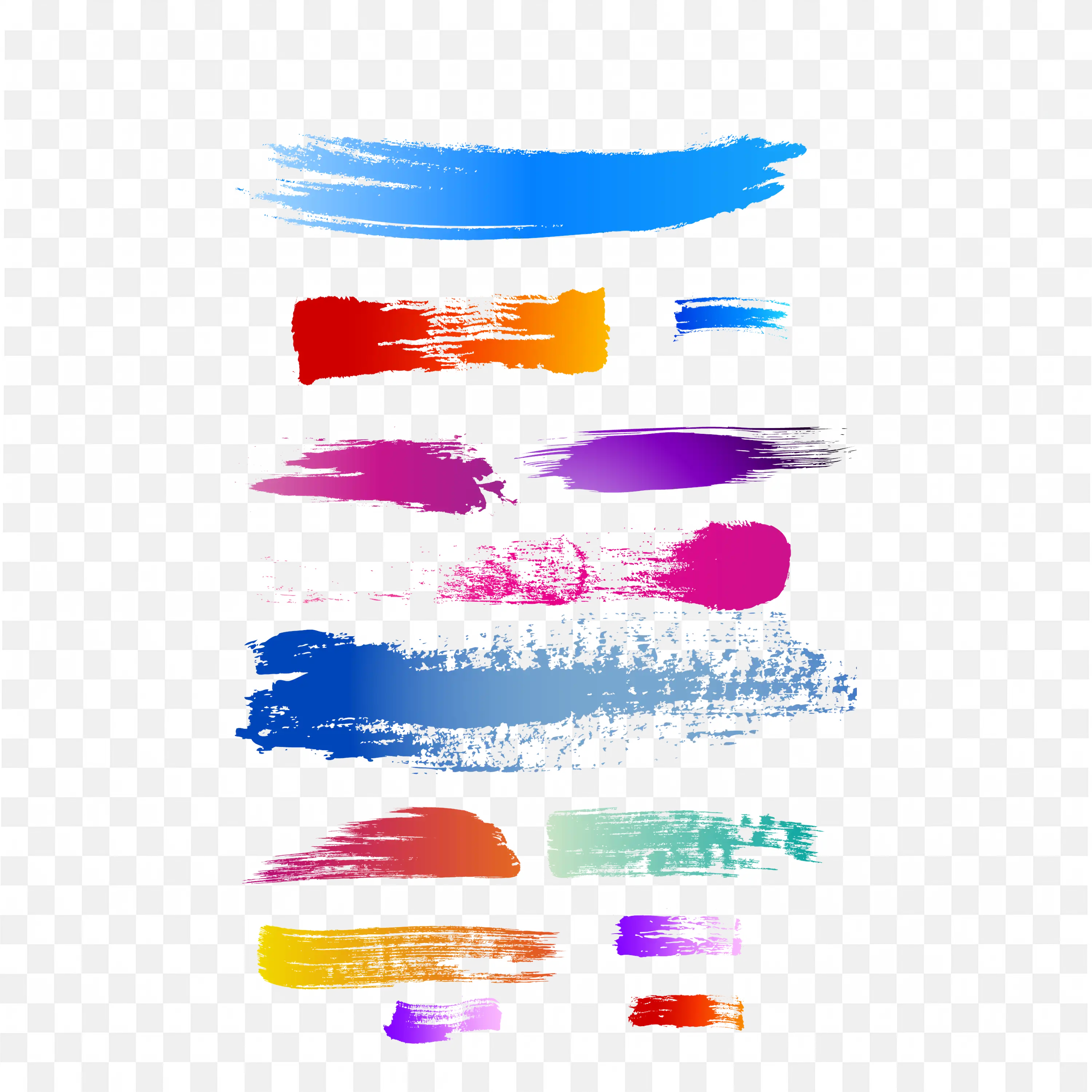 Multicolor Paint Brush Strokes Abstract Art Frame Png