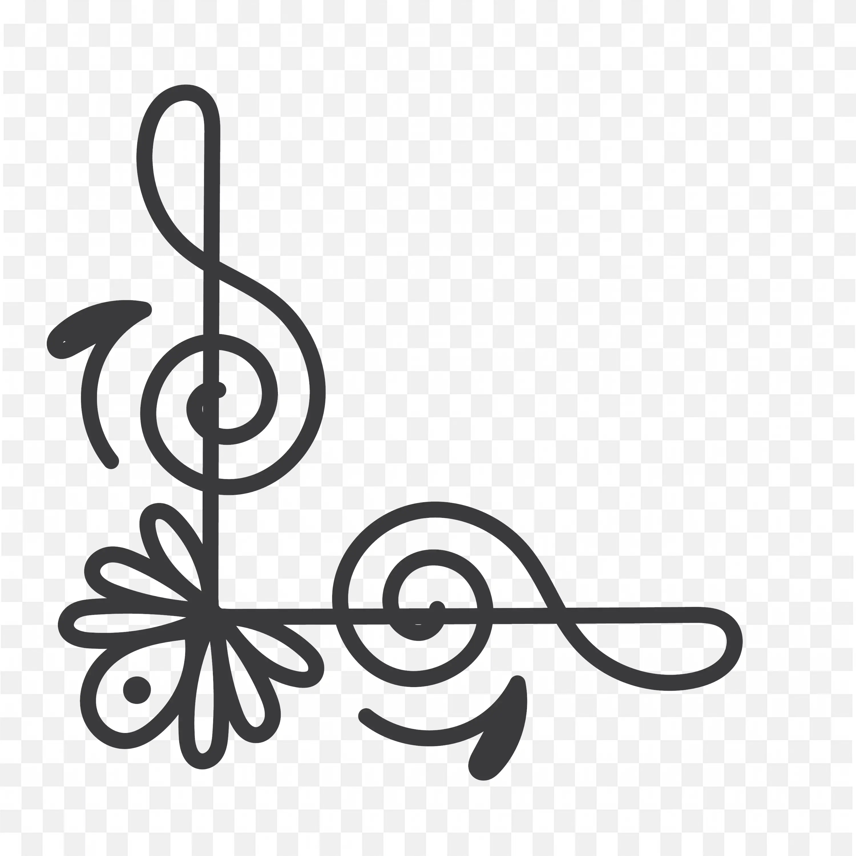 Musical Note Frame Design with Swirl Corner Accents