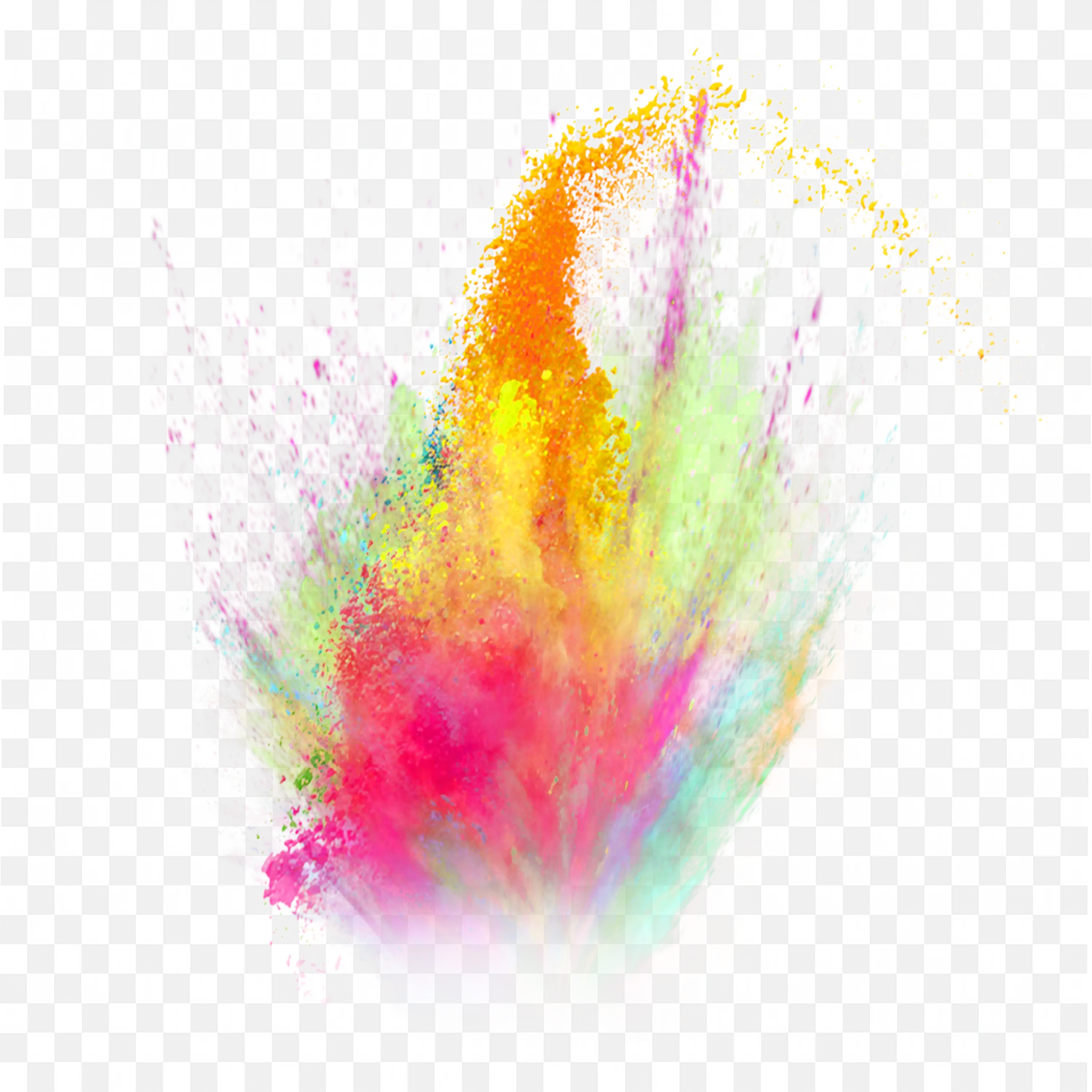 Neon Powder Explosion in Upward Motion with Light Trails