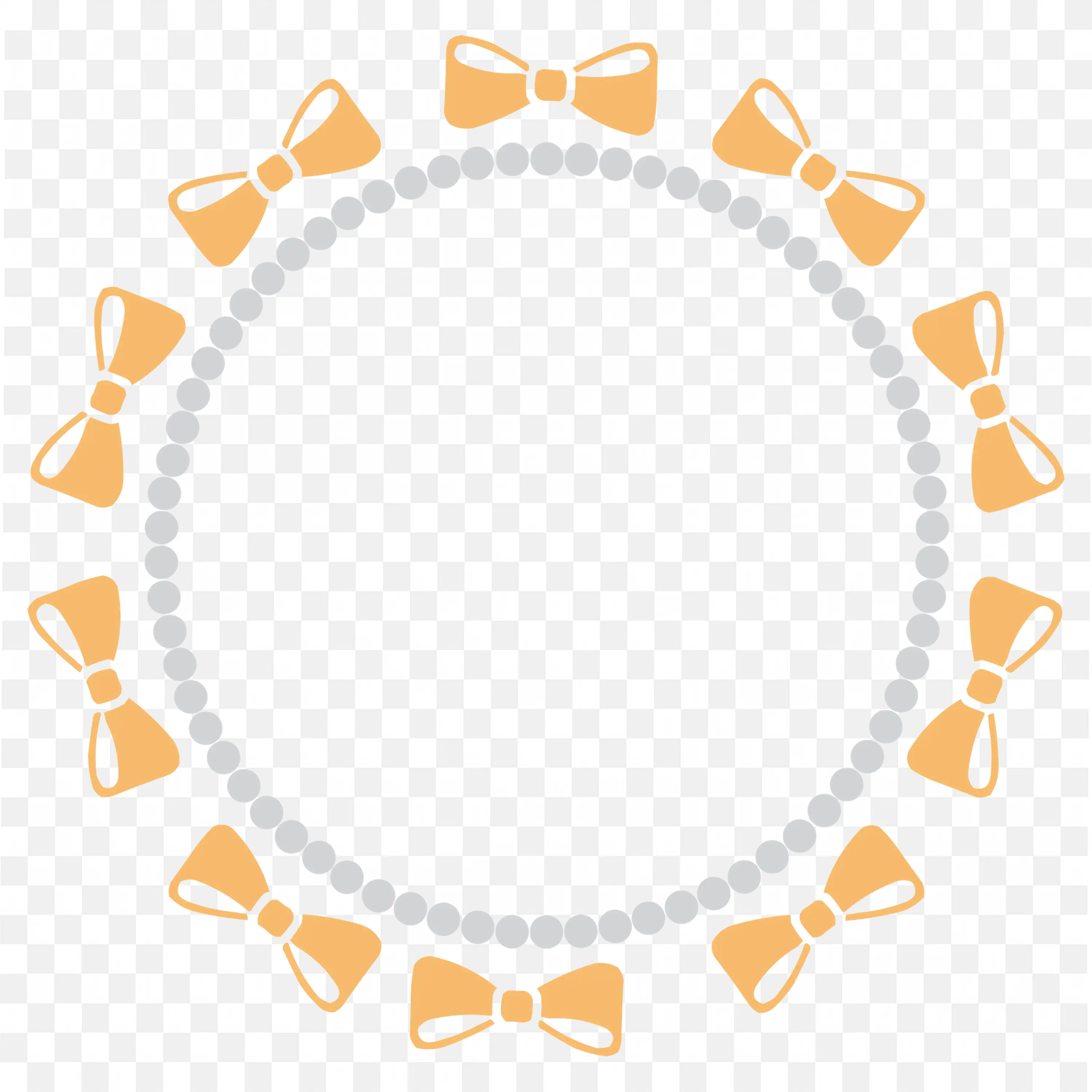 Orange Bow Tie Circle Frame with Minimal Dot Design Png