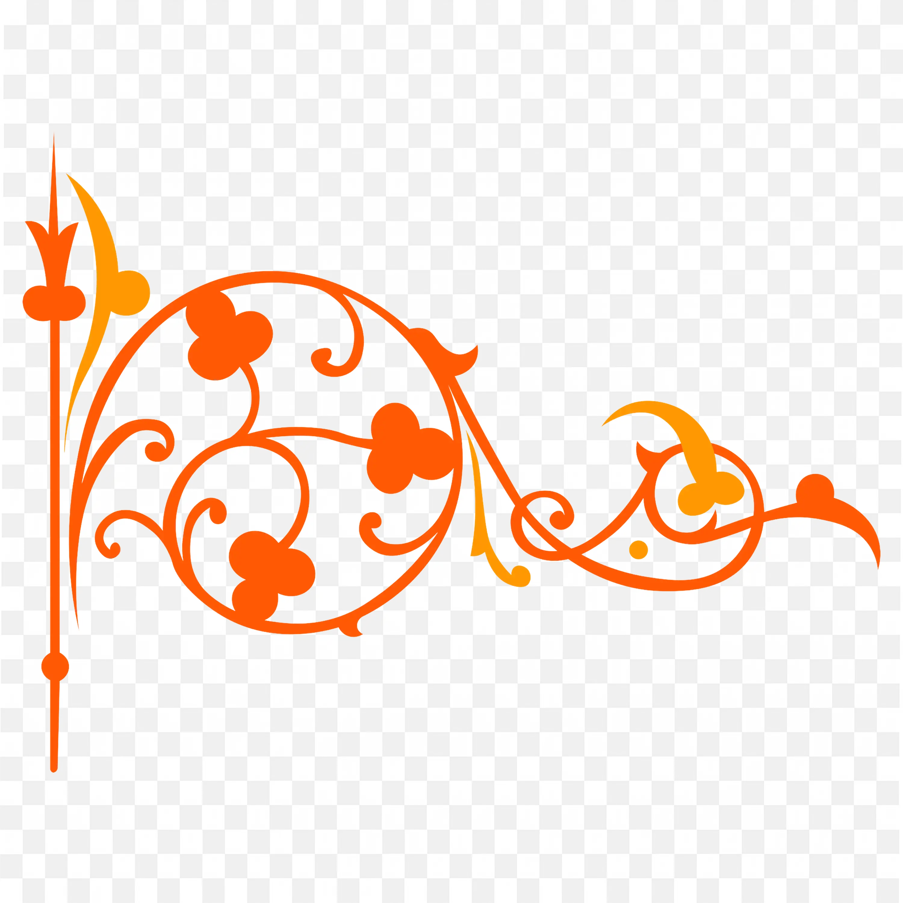 Orange Decorative Corner Frame with Floral Design Art