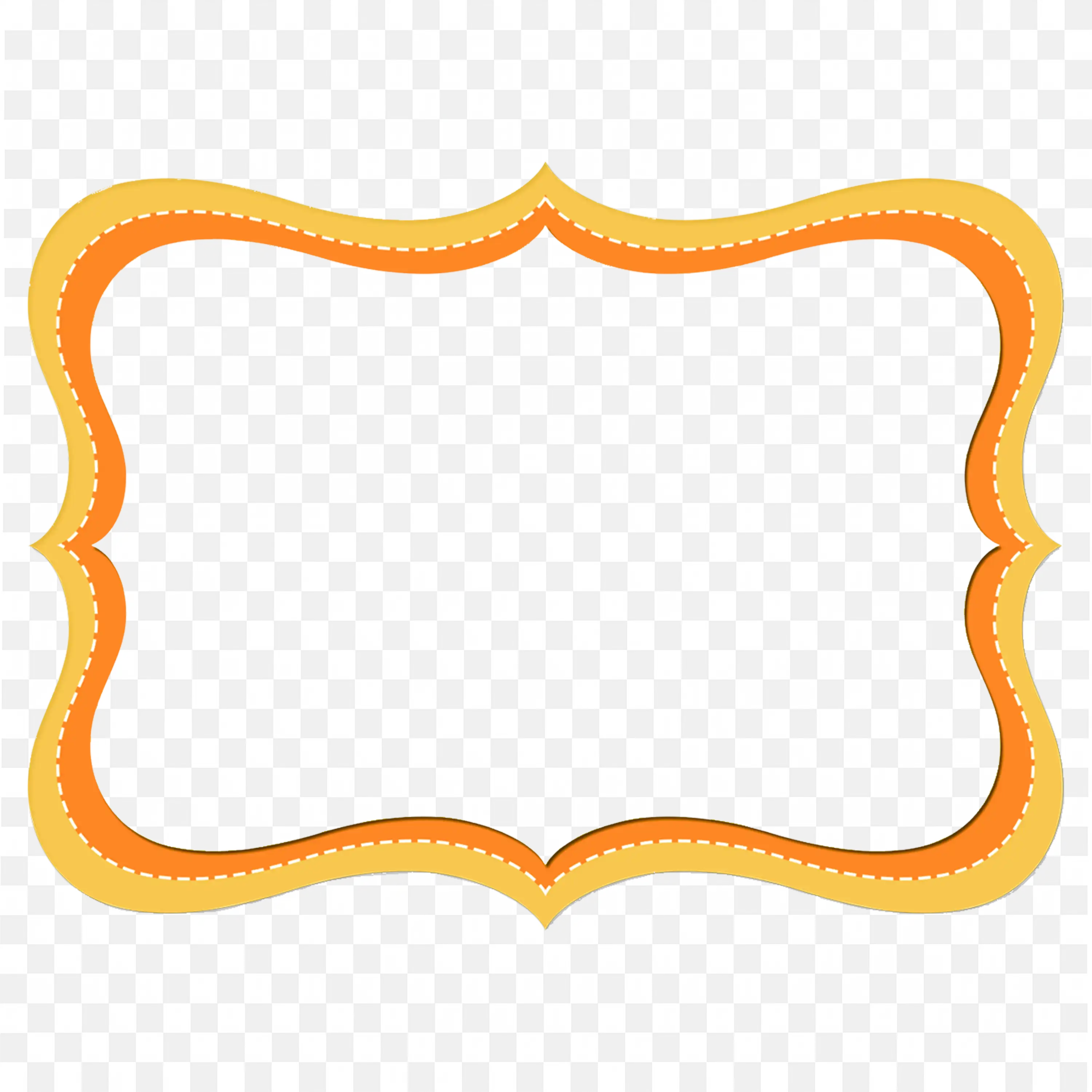 Orange Decorative Vintage Curved Frame Border Png