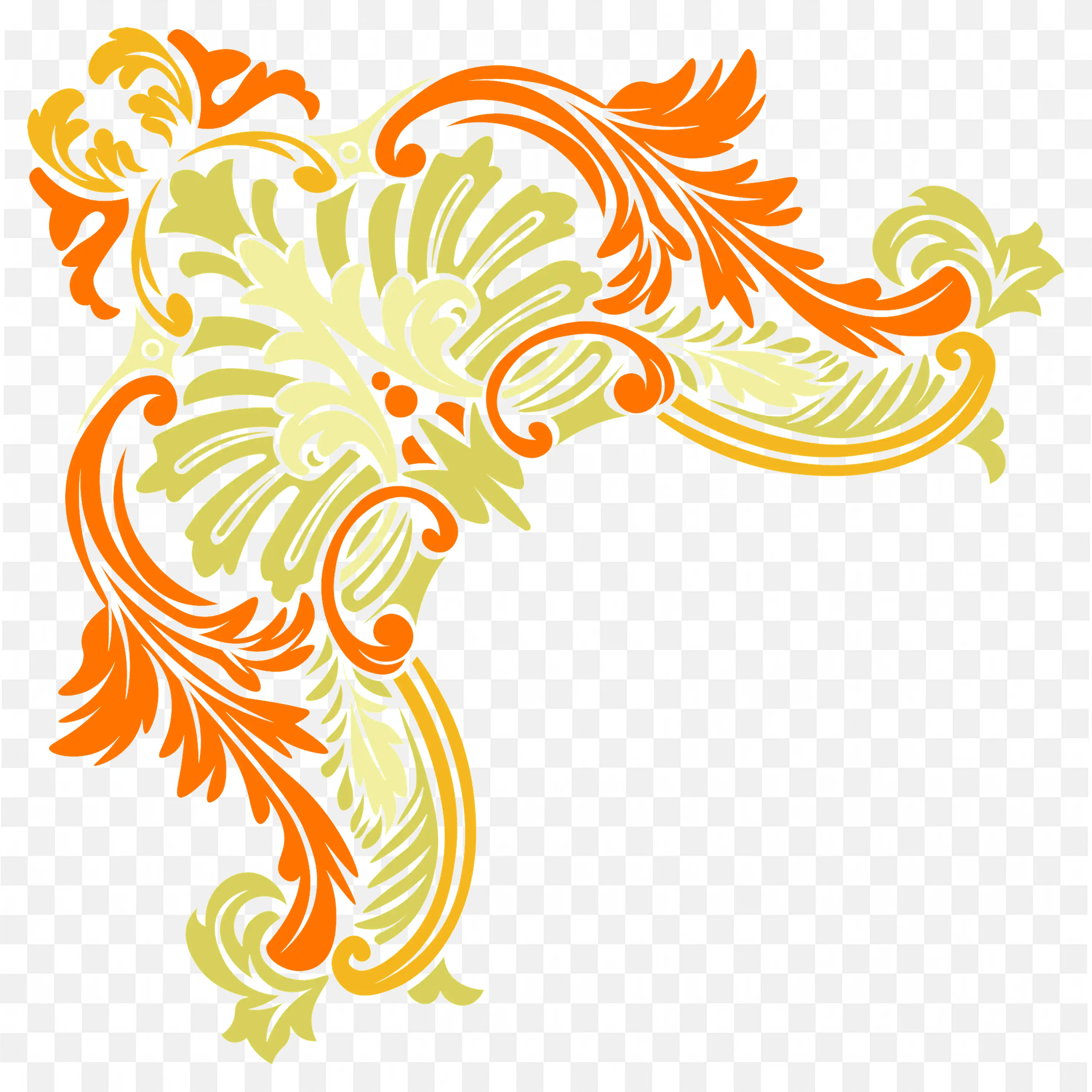 Orange Floral Corner Design Frame with Swirl Accent