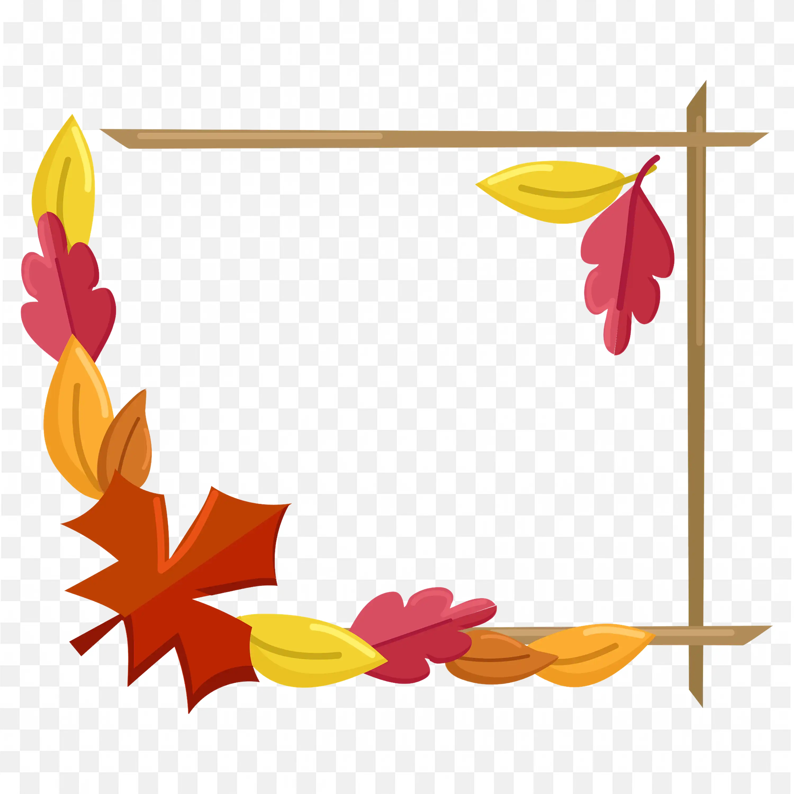 Orange and Red Leaves Square Frame for Autumn Designs