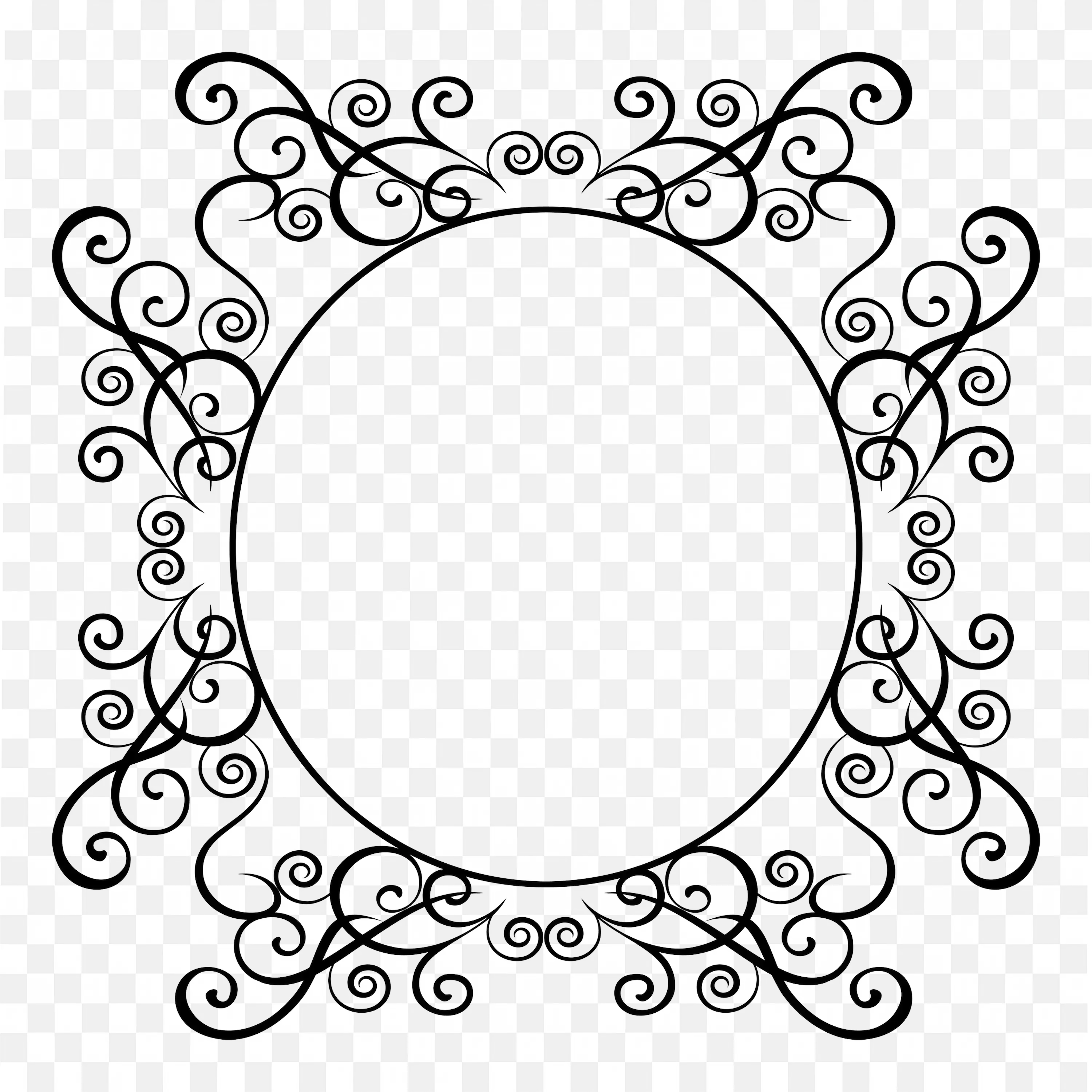 Ornate Black Vintage Circular Decorative Frame Png Image