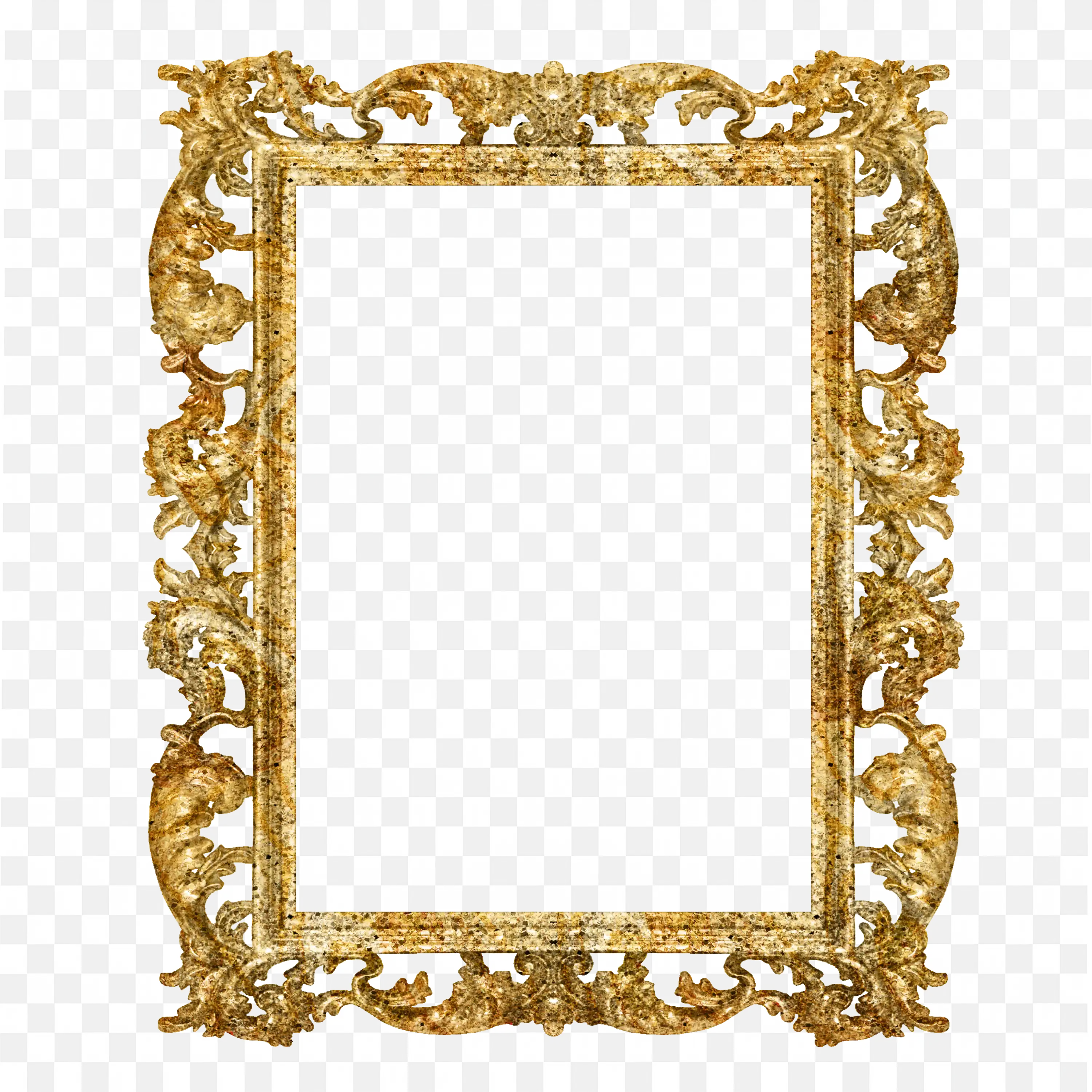 Ornate Gold Vintage Baroque Style Rectangular Frame Png