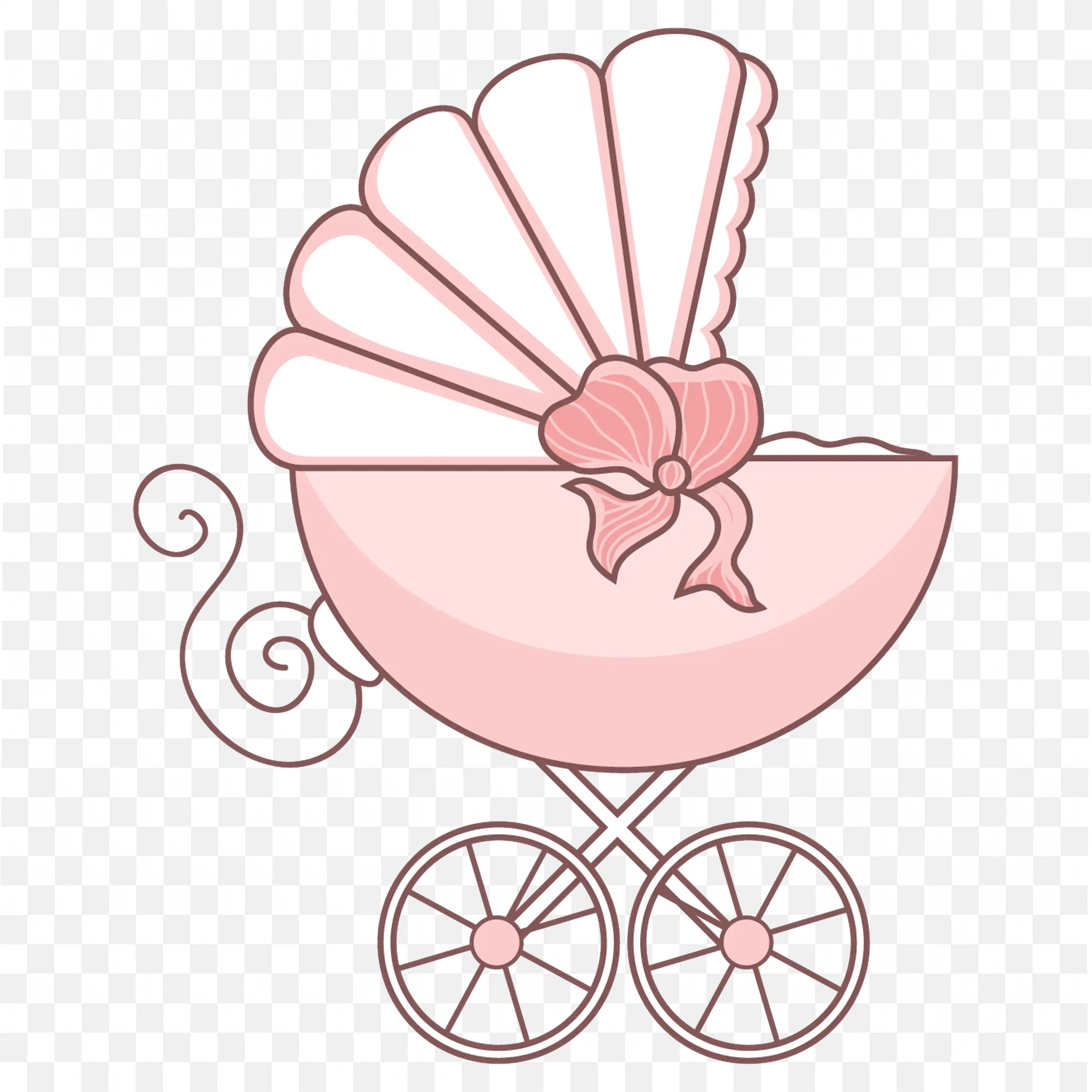 Pink Baby Carriage Frame for Baby Girl Shower Template