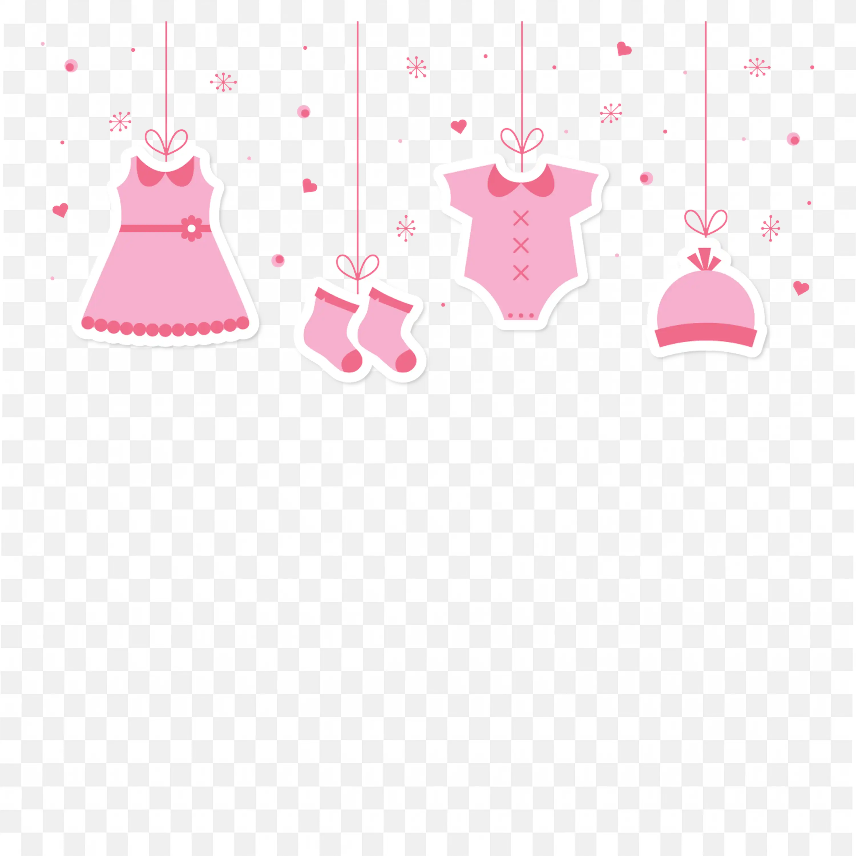 Pink Baby Dress Hanging Clothesline Border Frame Png