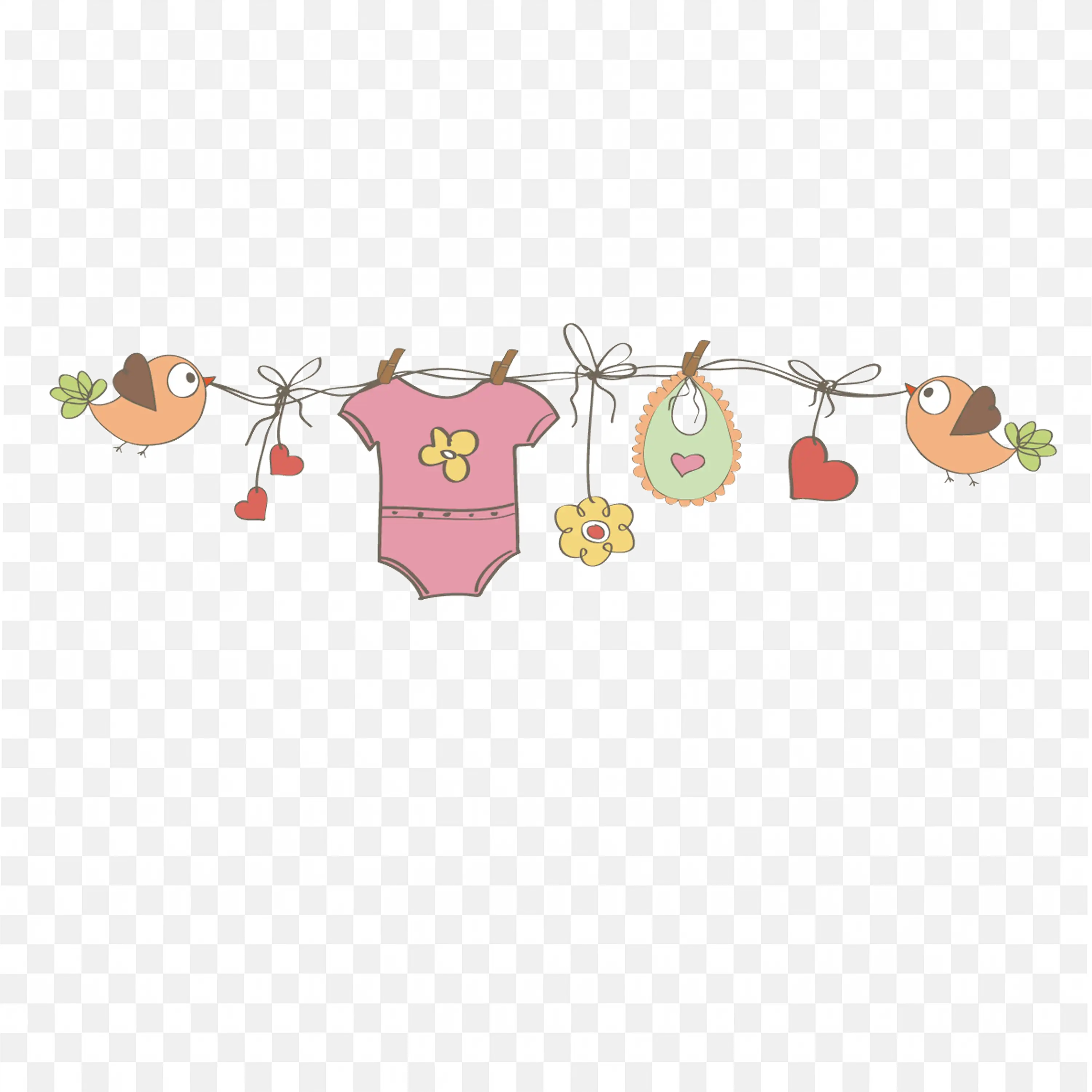 Pink Baby Girl Hanging Line Clothes Border Frame Png