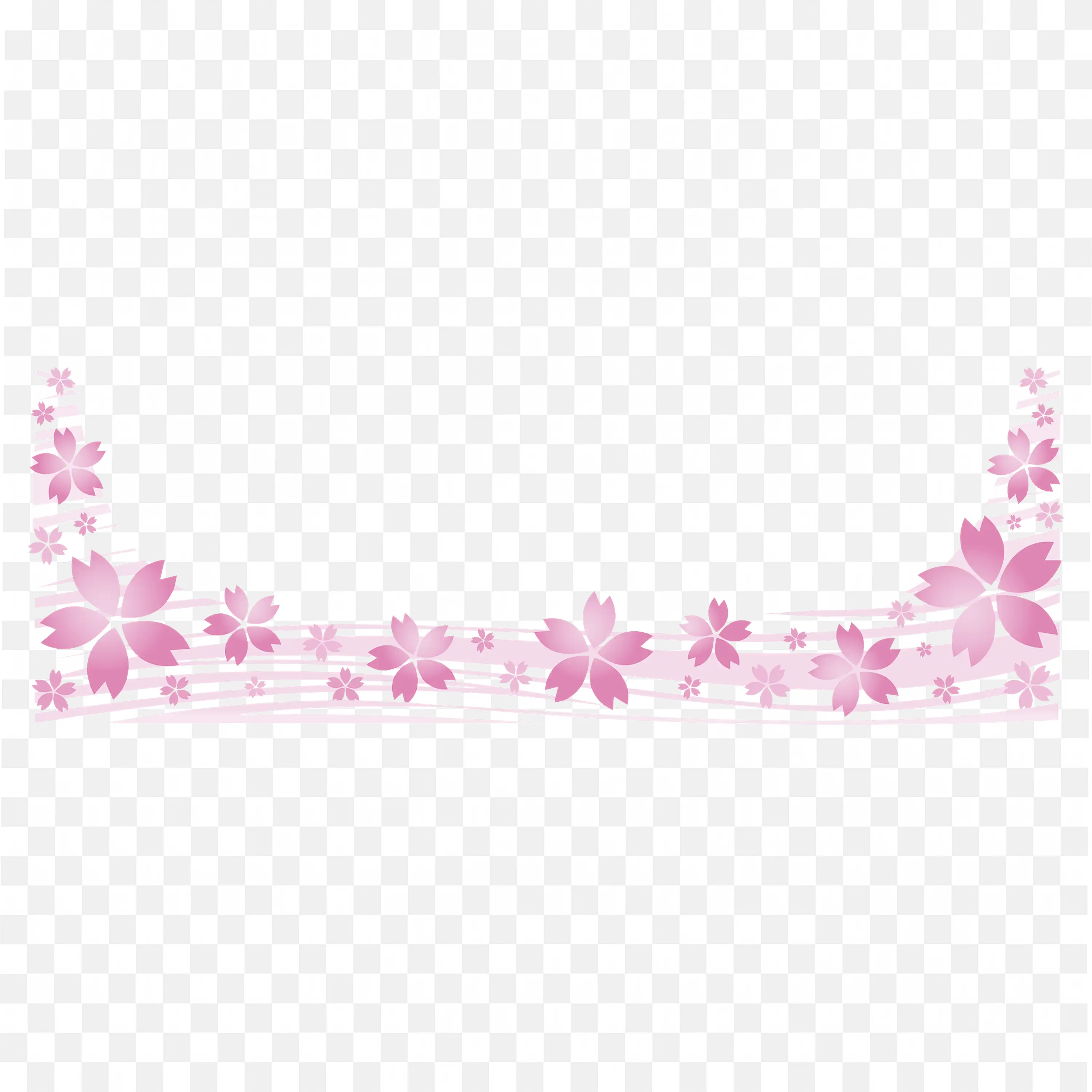 Pink Blossom Border Frame with Scattered Flowers Png