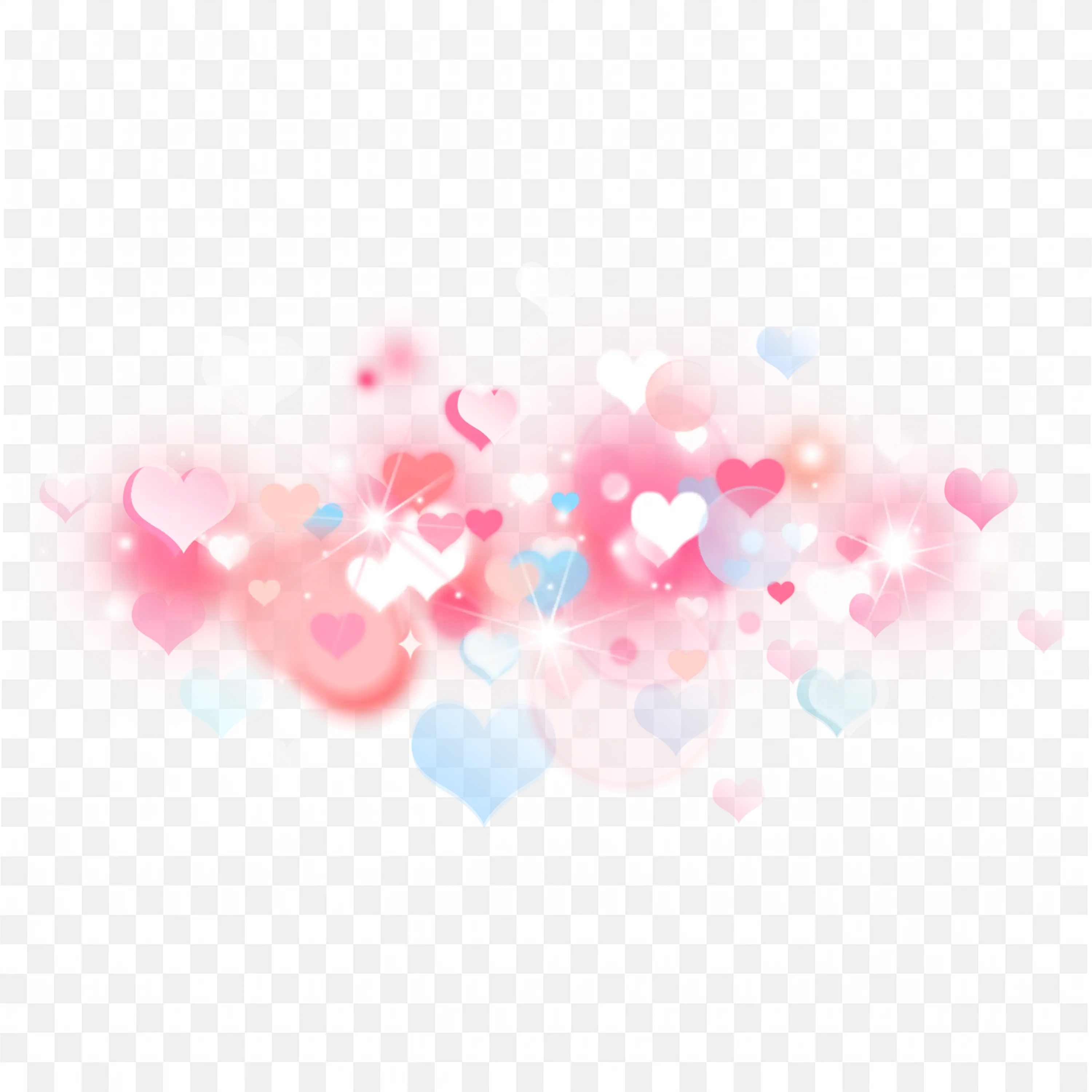 Pink and Blue Heart Balloons Floating Border Frame Png