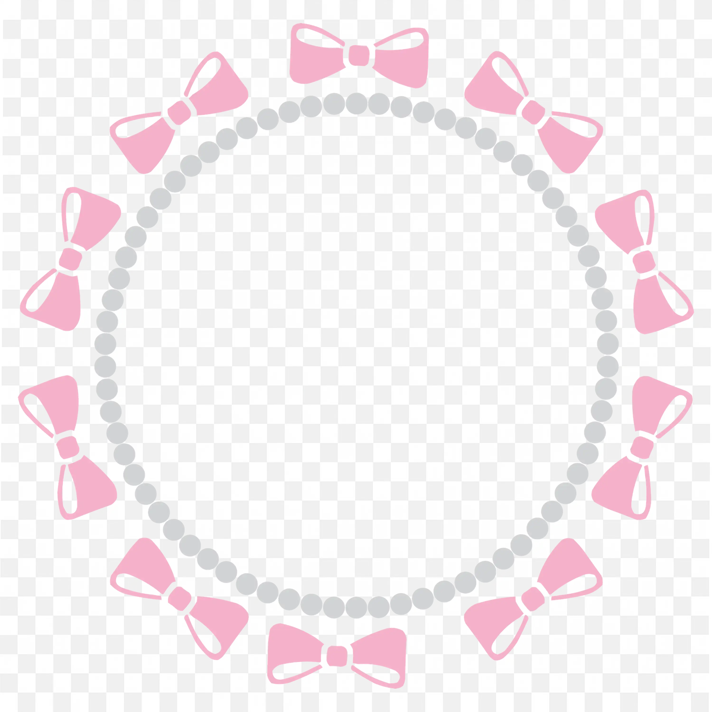 Pink Bow Tie Circle Frame with Cute Dots Decorative Png