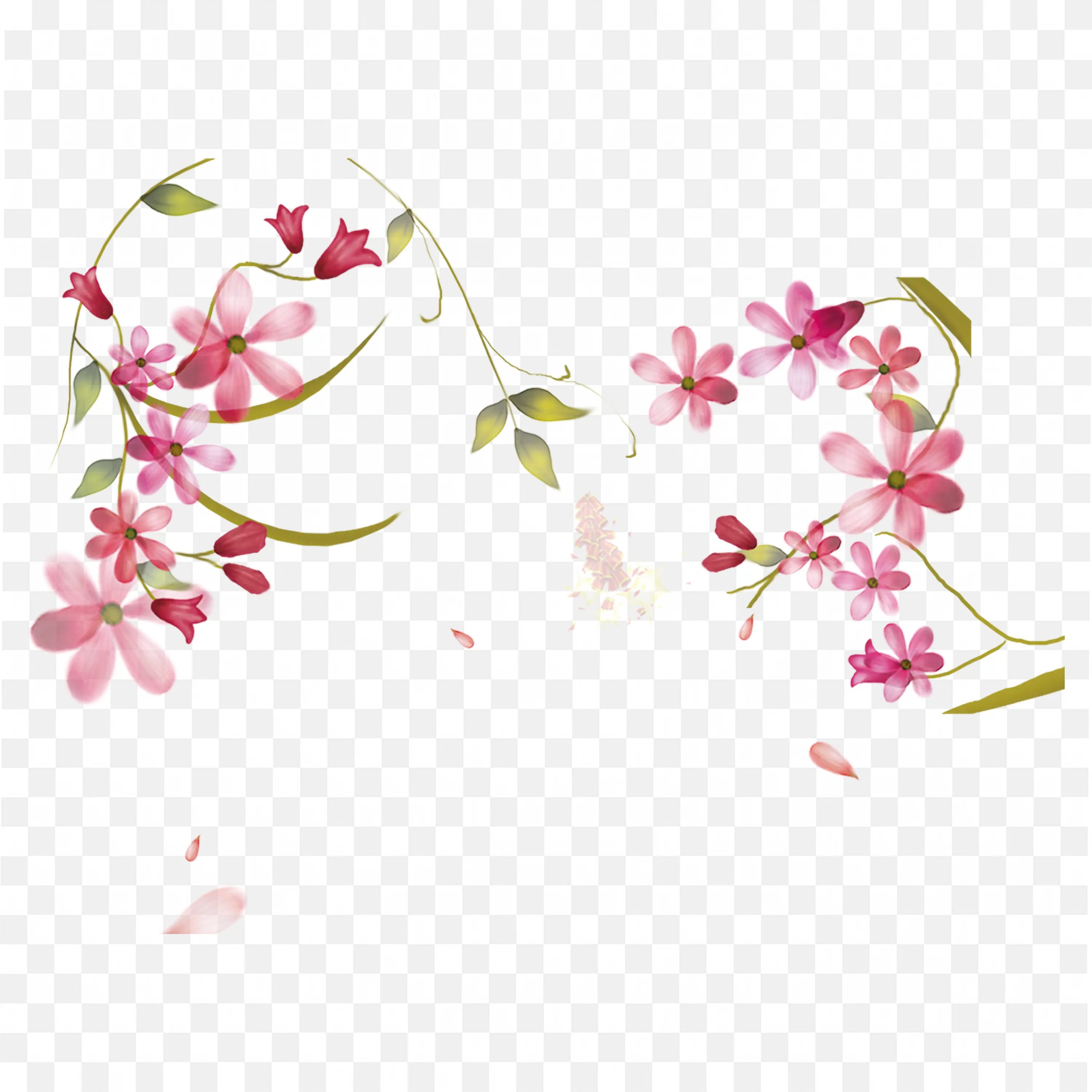Pink Cherry Blossom Branch Floral Corner Frame Png
