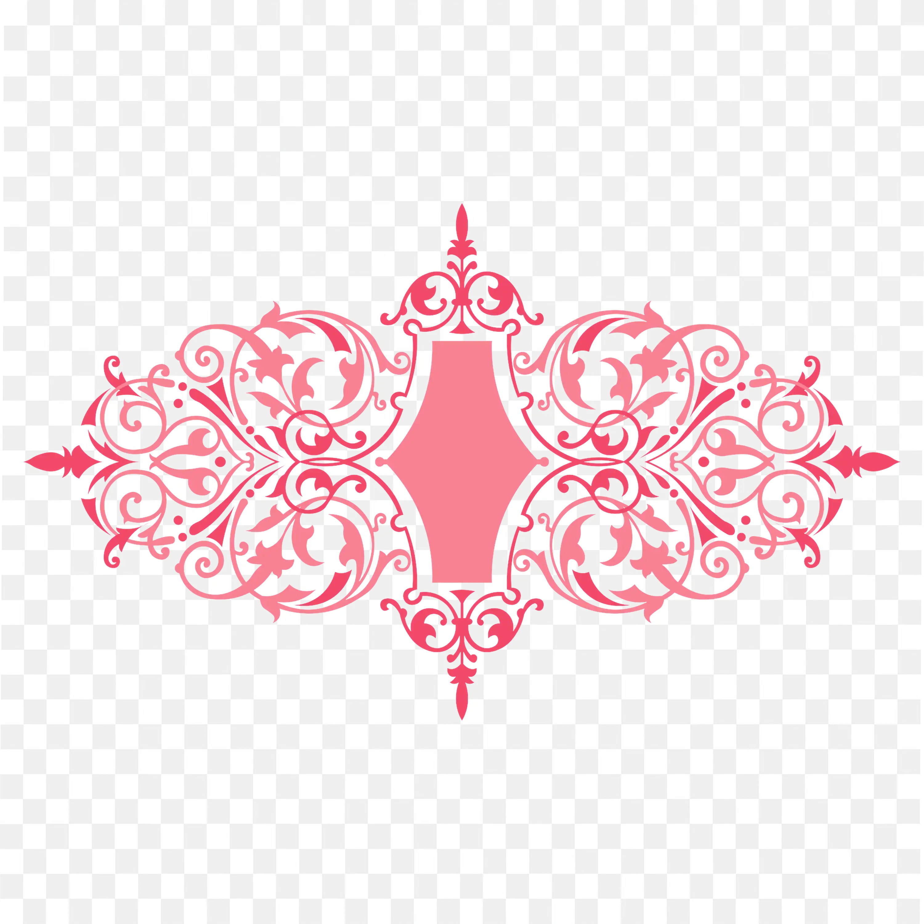 Pink Decorative Frame Element with Symmetric Shape